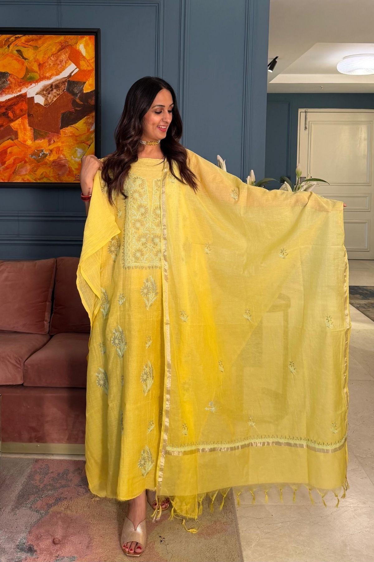 Chikankari on pure Mul cotton!!