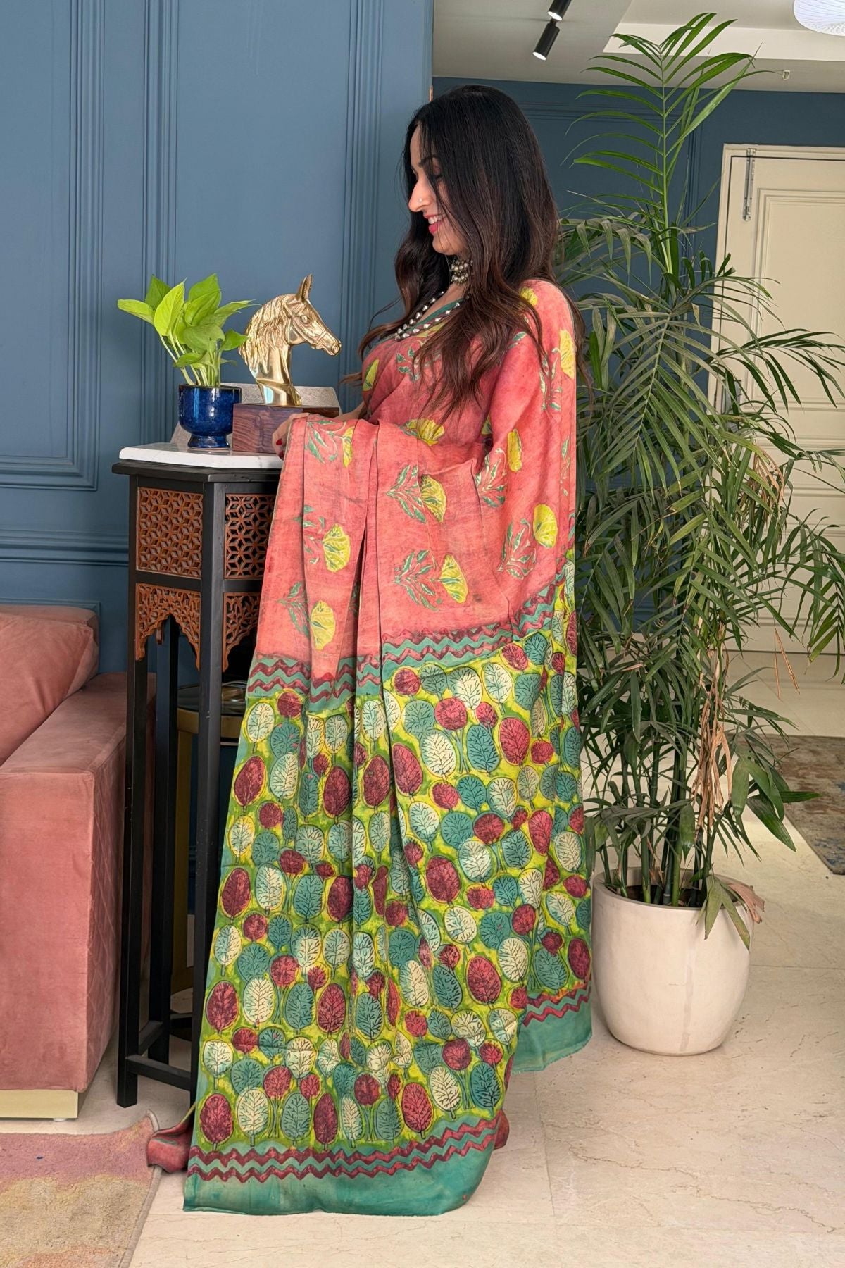 Pomegranate handcrafted pure tussar modal saree!!