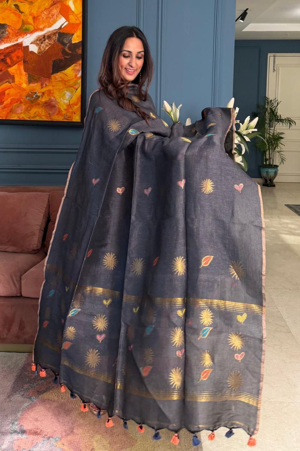 Jayshree cotton linen kurta dupatta set