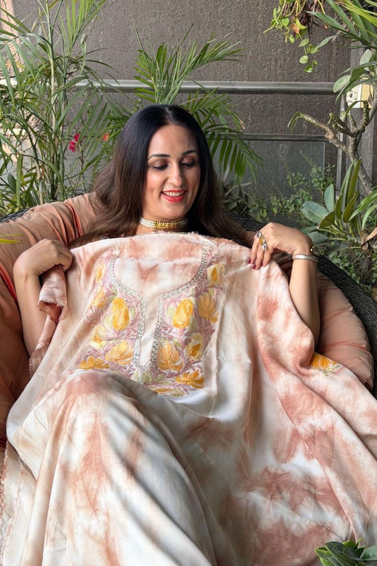 Pure muslin kurta fabric with Kashmiri work