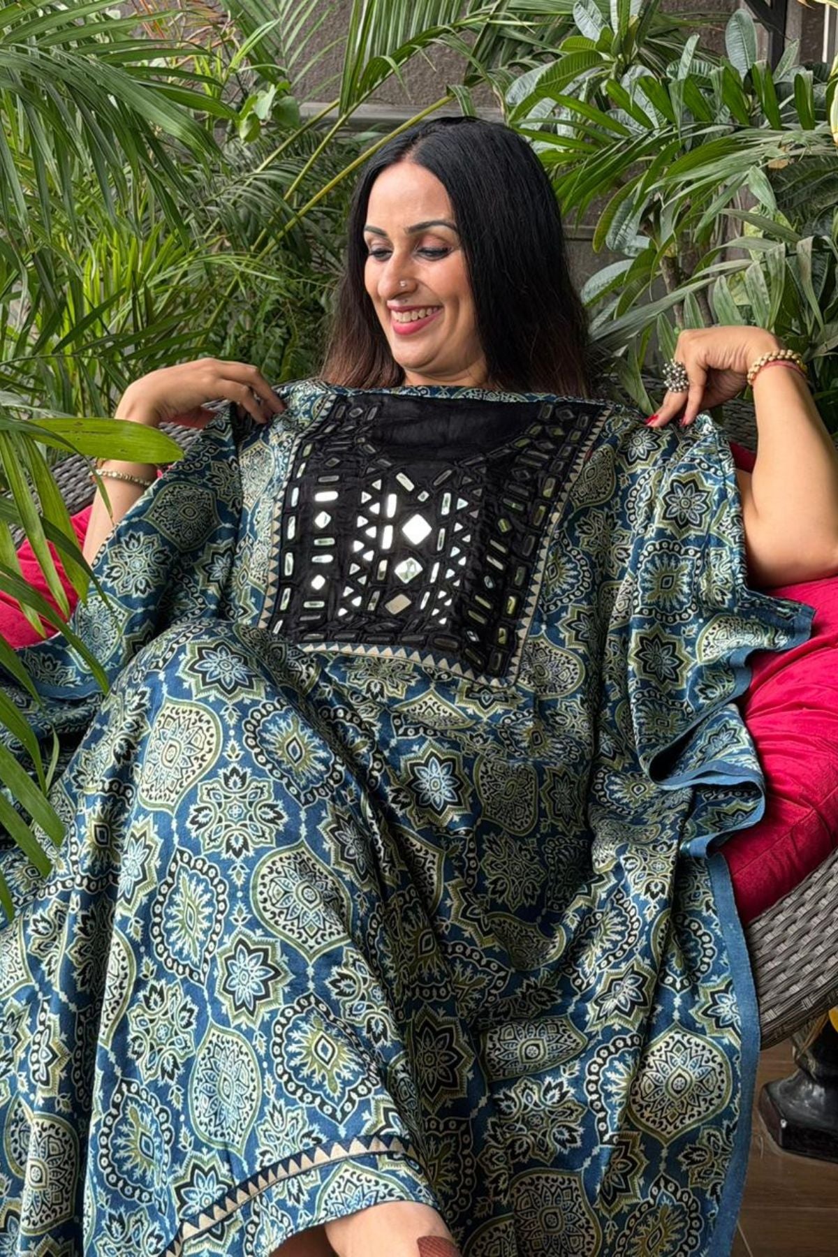 Handcrafted kurta with Kutch mirror work on pure Mashru!!