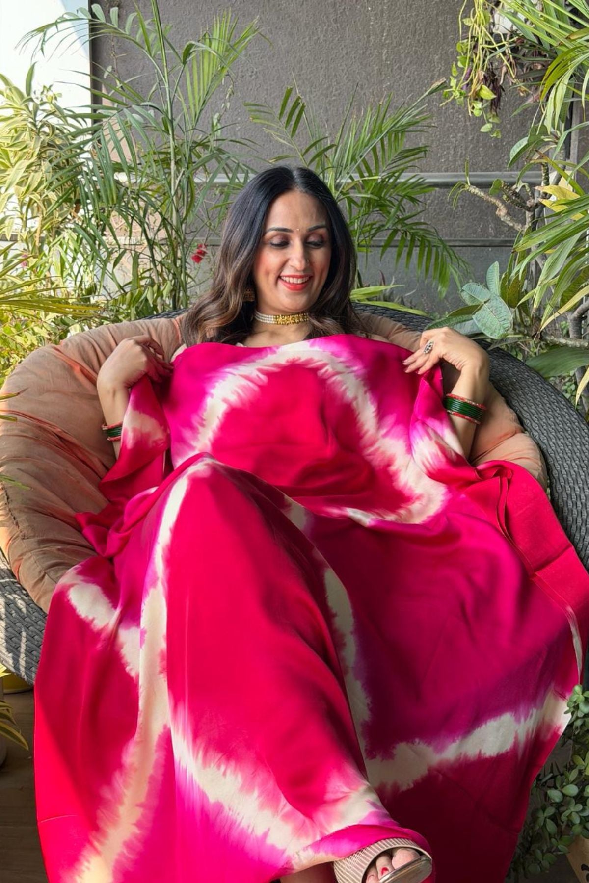 Hand Shibori kurta fabric on pure modal satin!!