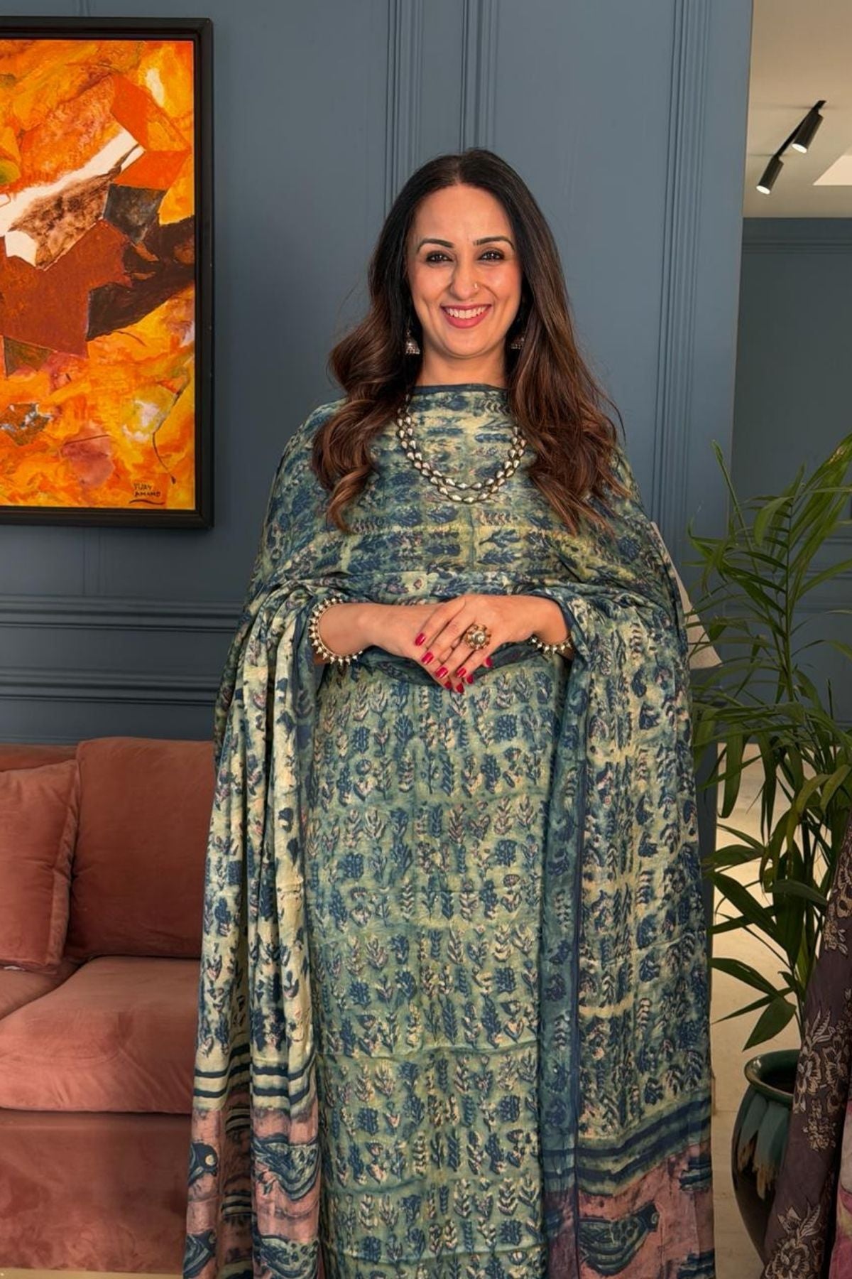 Pomegranate peel Handblock on Premium Modal fabric!!