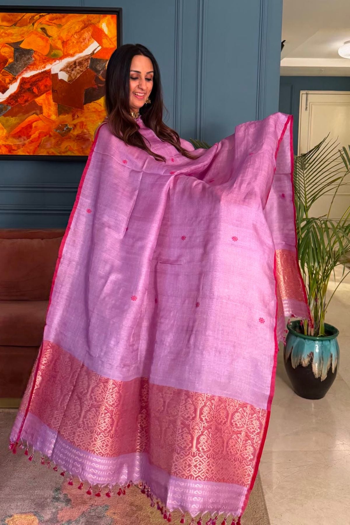 Tangail weave on Pure Tussar Silk -Kurta Dupatta set