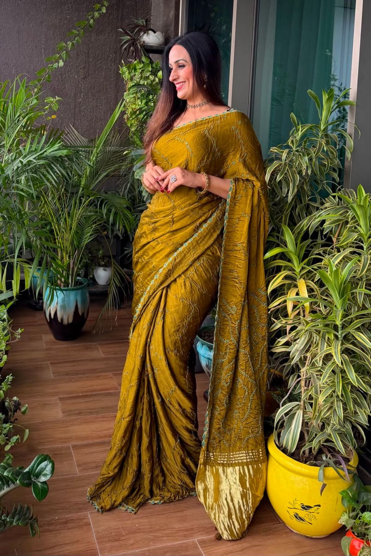 Handcrafted bandhani saree on pure modal!!!