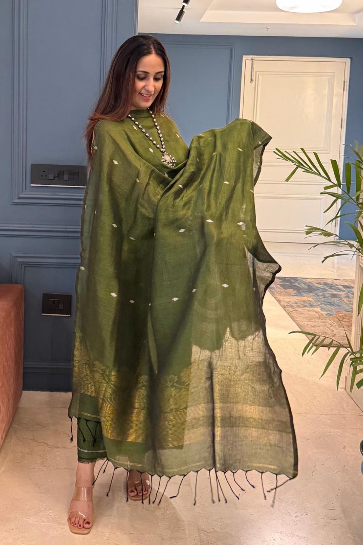 Jayshree Linen kurta Dupatta Set