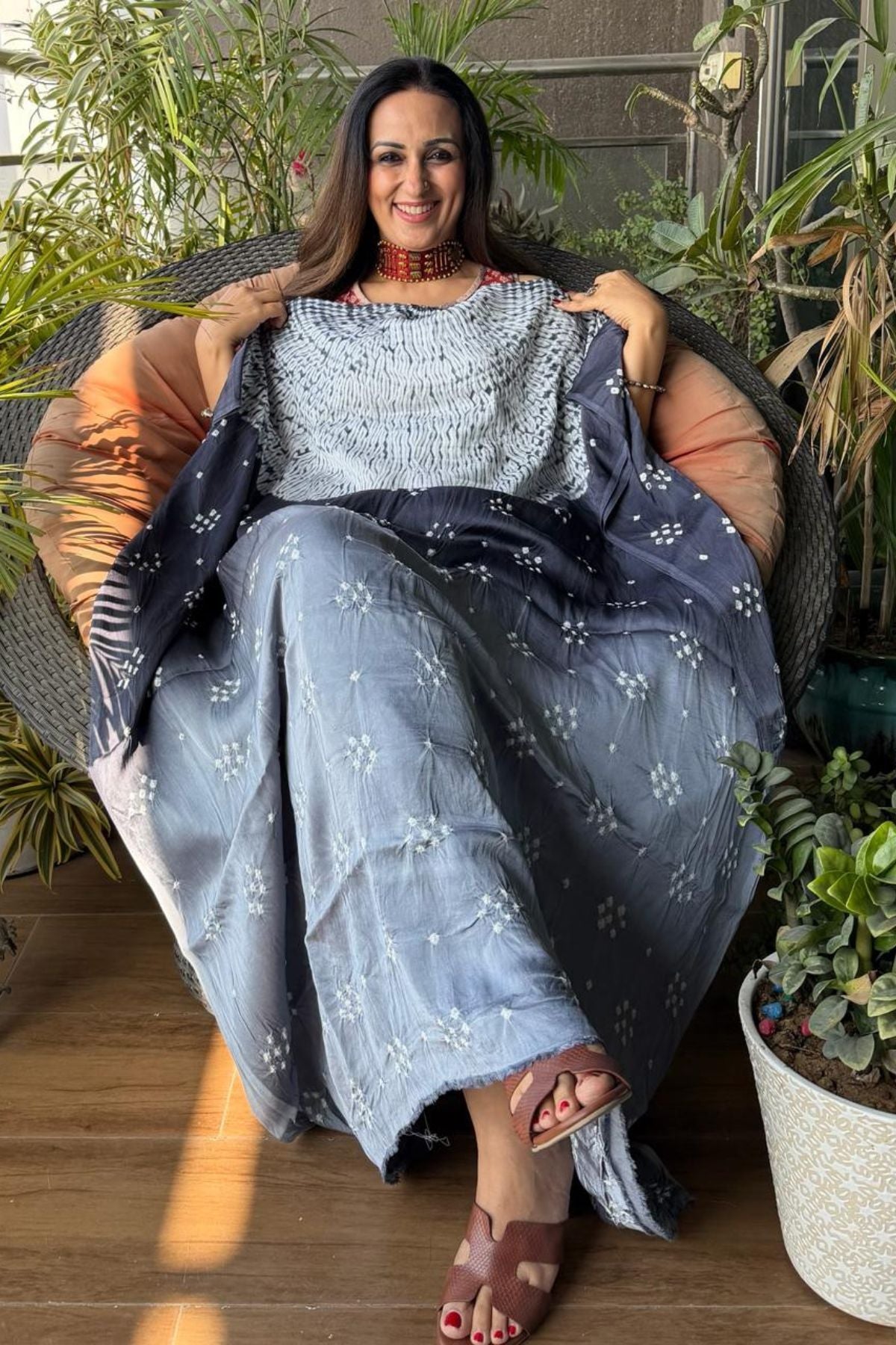 Shibori & Bandhani Kurta on pure modal satin!!