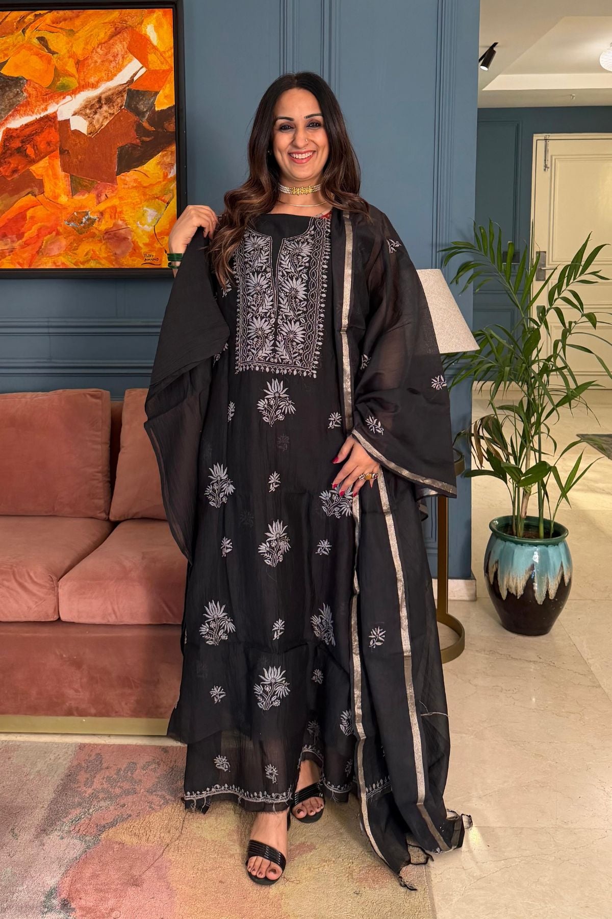 Chikankari on pure Mul cotton!!