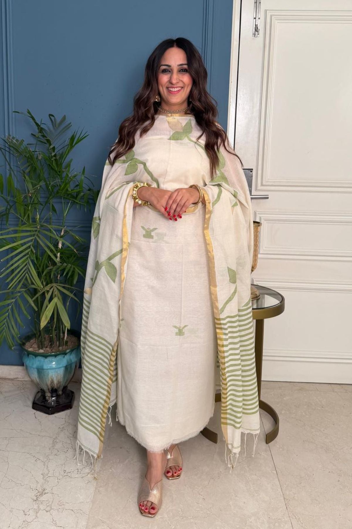 Jamdani kurta Duppatta sets on handspun cotton