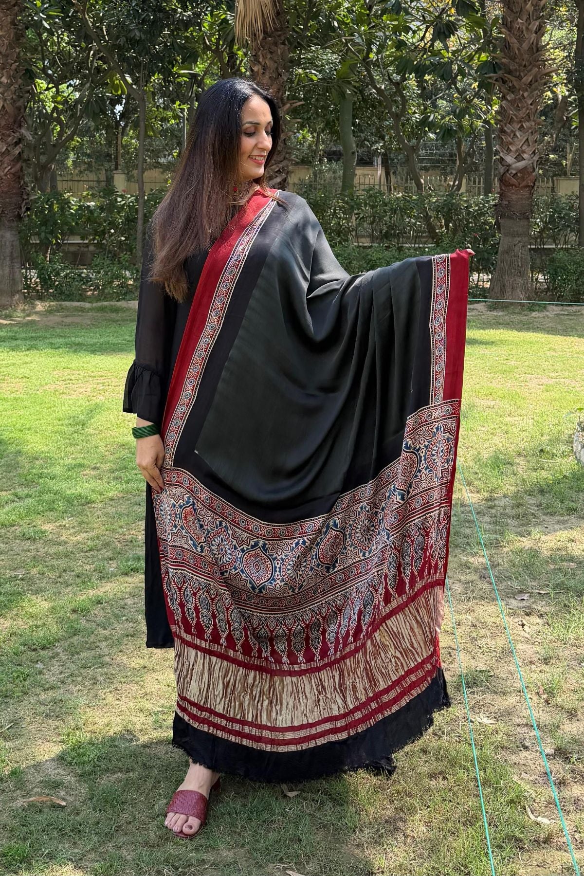 Ajrakh Dupatta on pure Modal with lagdi patta!!