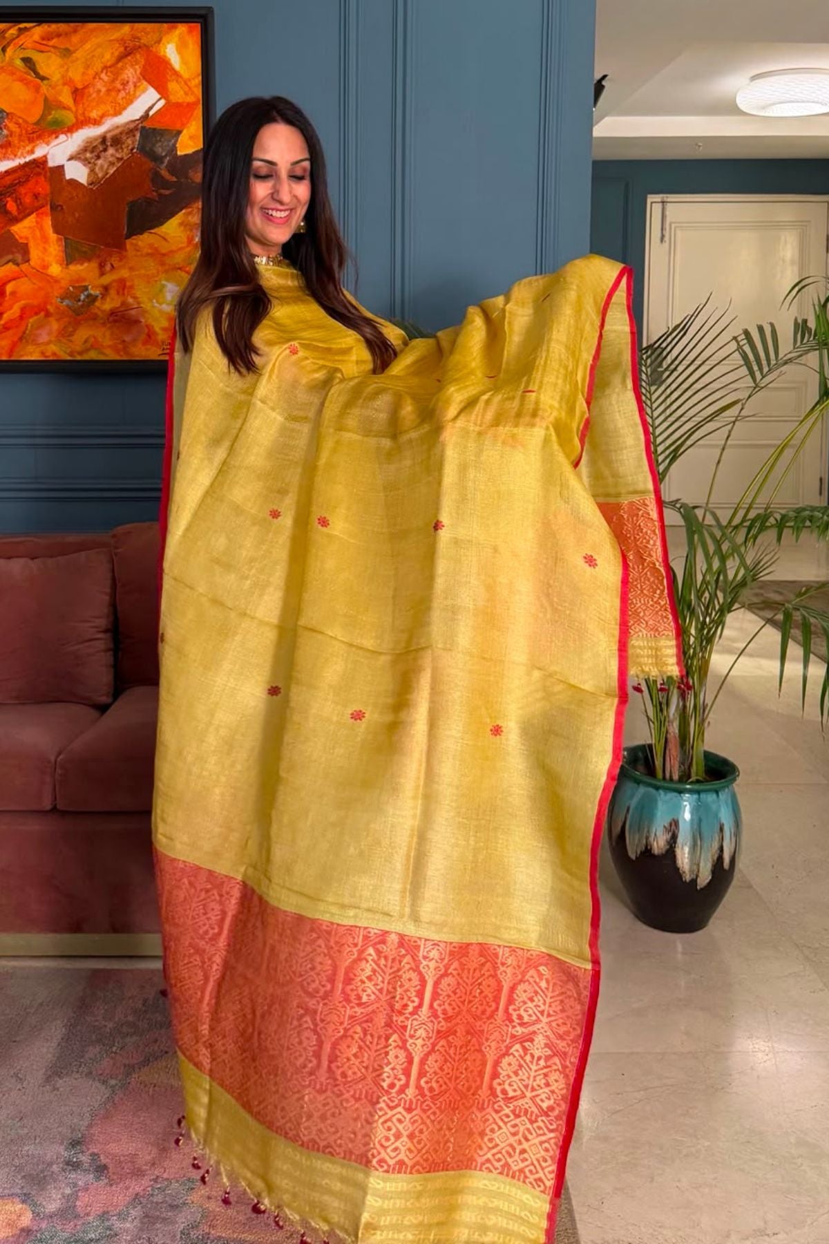 Tangail weave on Pure Tussar Silk -Kurta Dupatta set