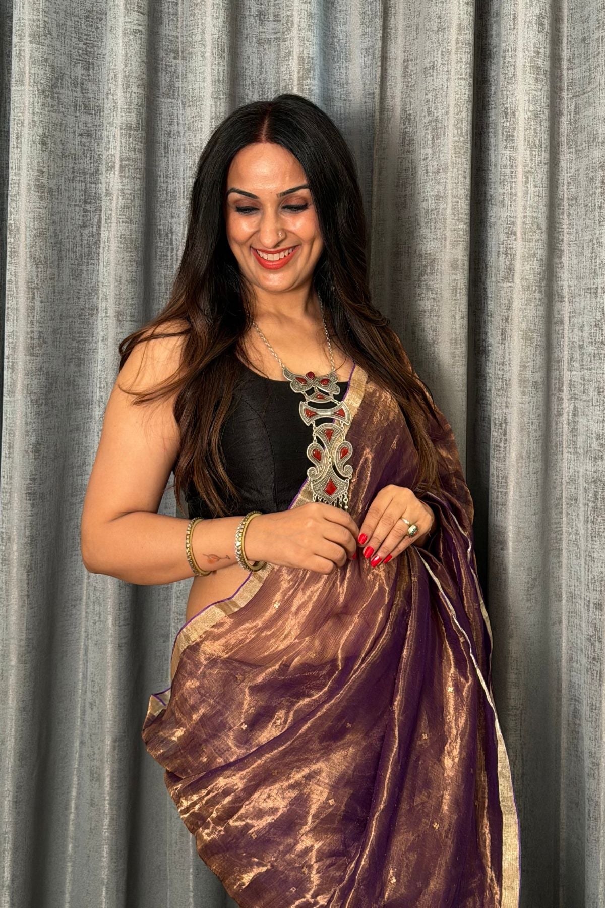 Handwoven pure tissue muslin saree