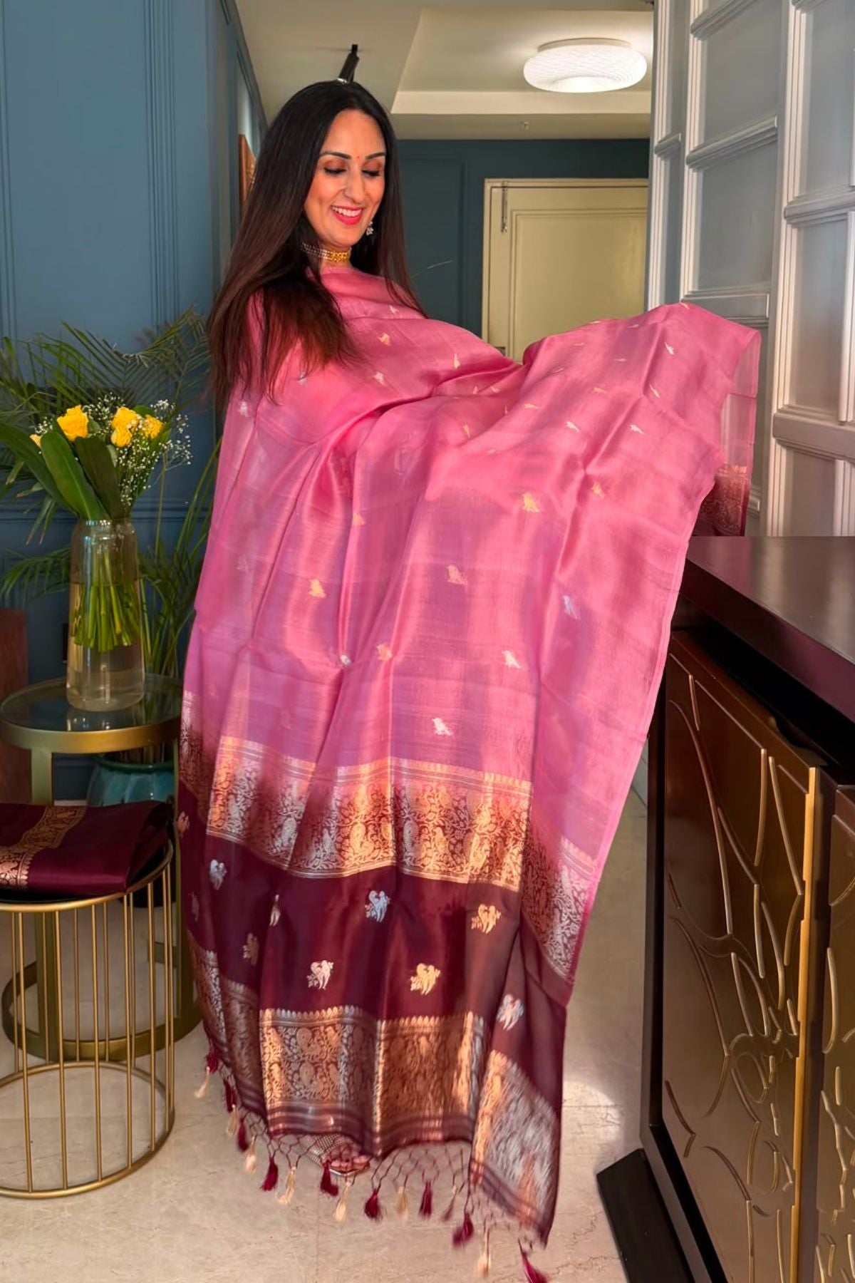 Banarasi weave on pure raw mango silk!!