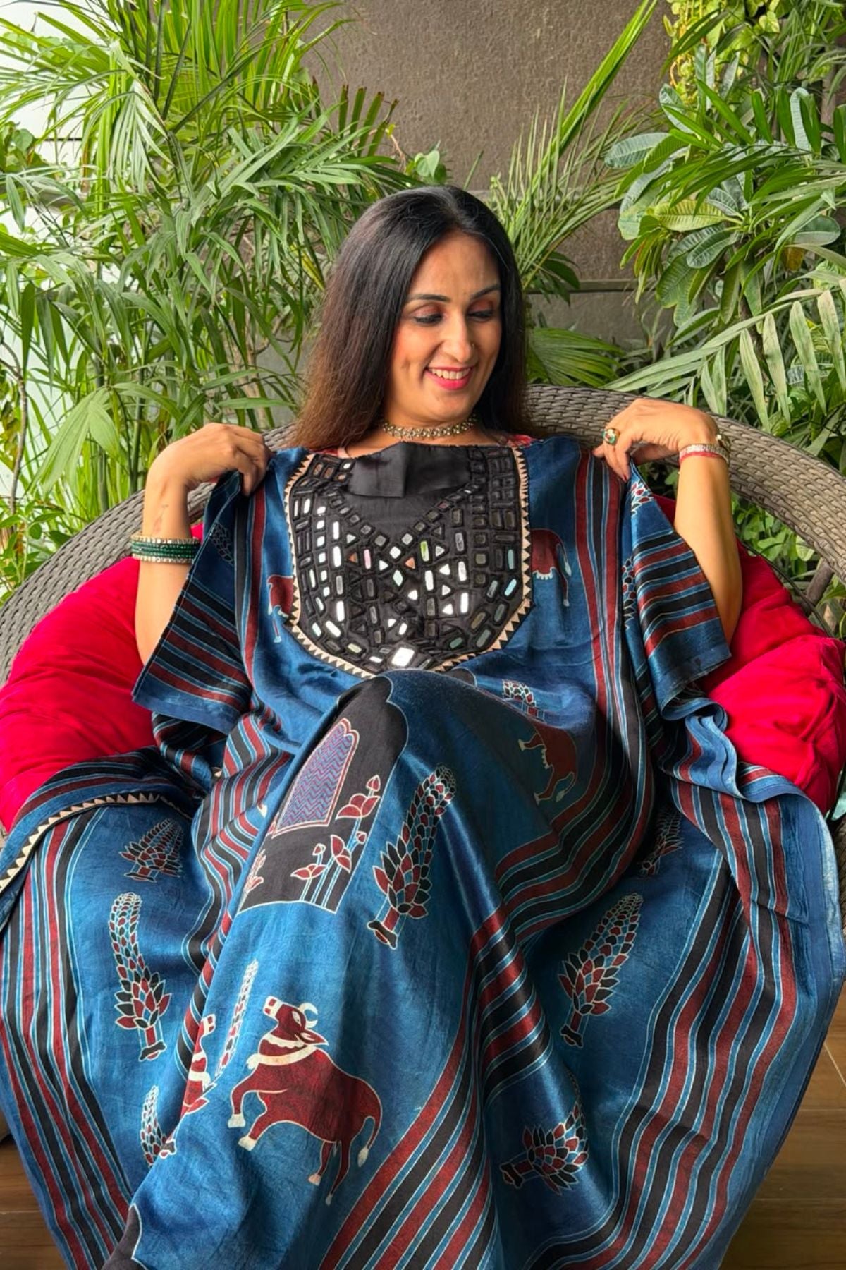 Handcrafted Kutch mirror work kurta on pure Mashru!!