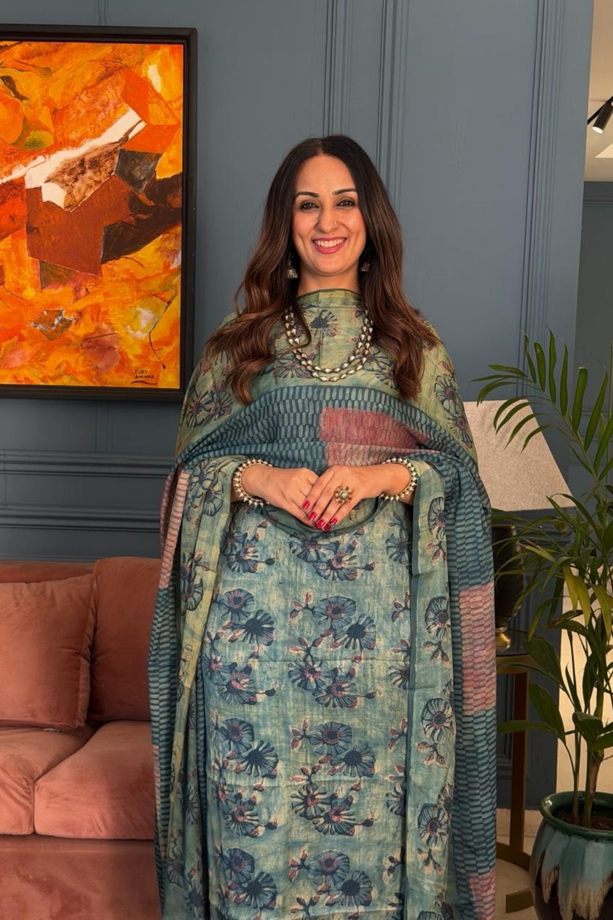 Pomegranate peel Handblock on Premium Modal fabric!!