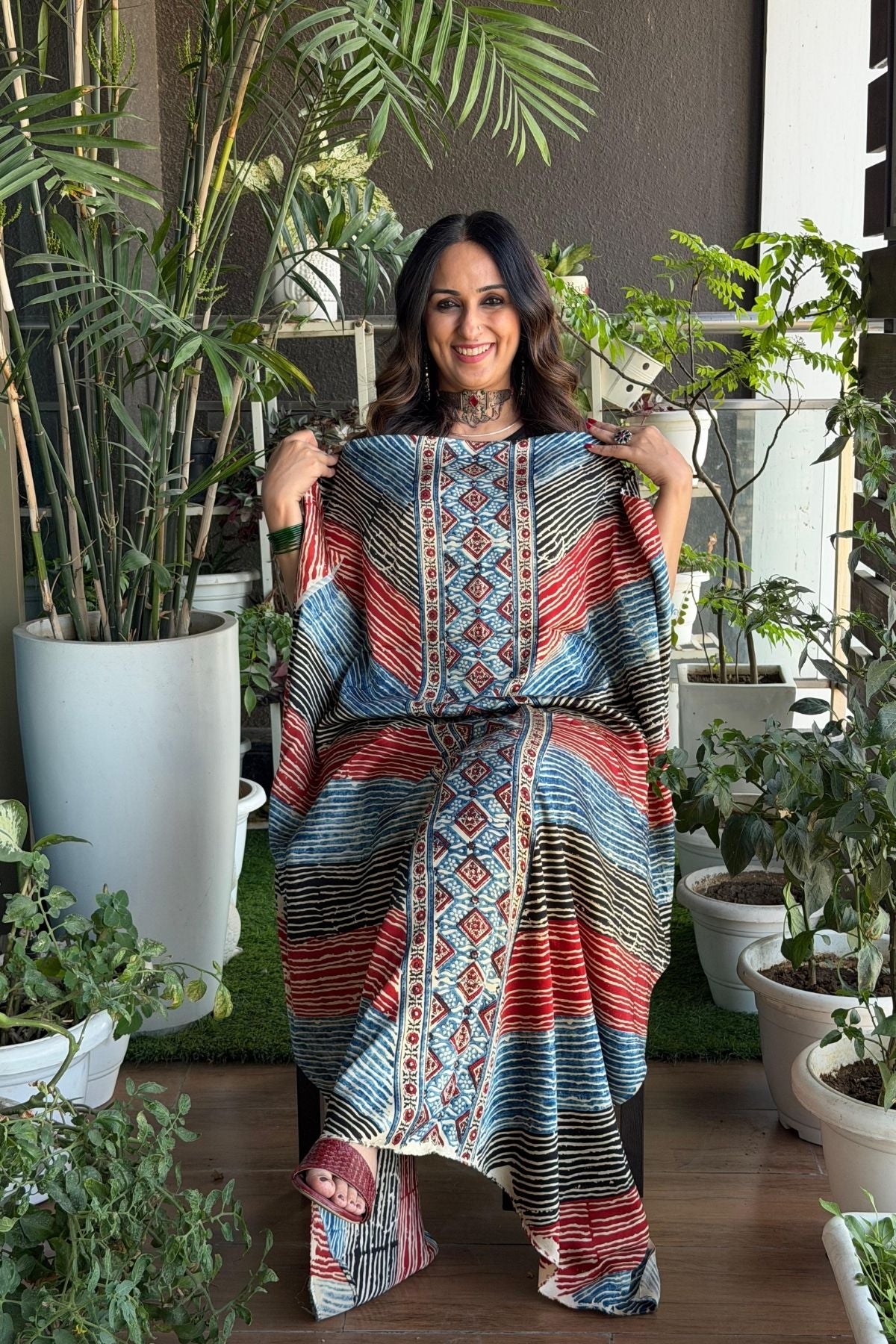 Ajrakh kurta fabric on pure modal !!