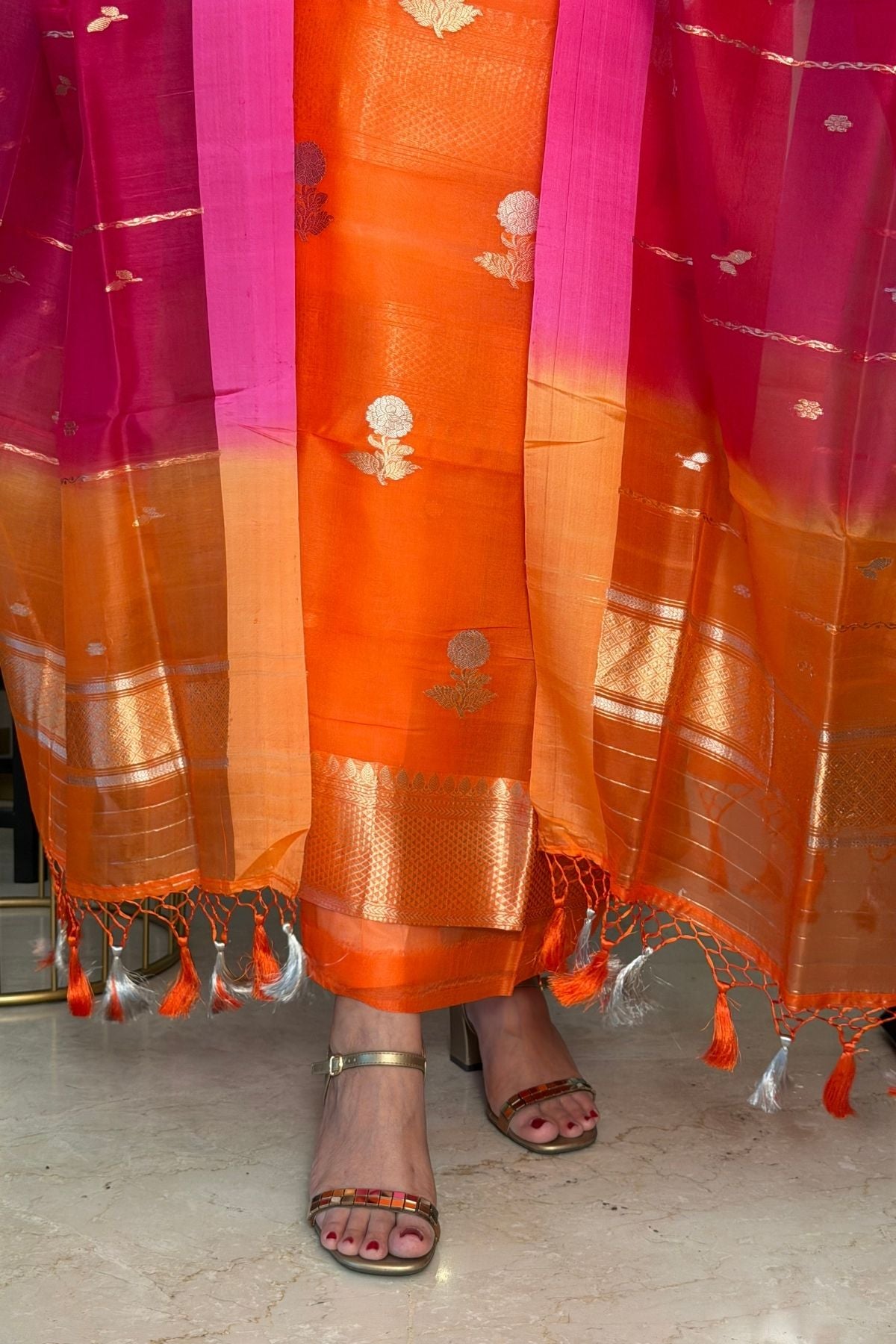 Handloom pure Kora silk full suit sets!!