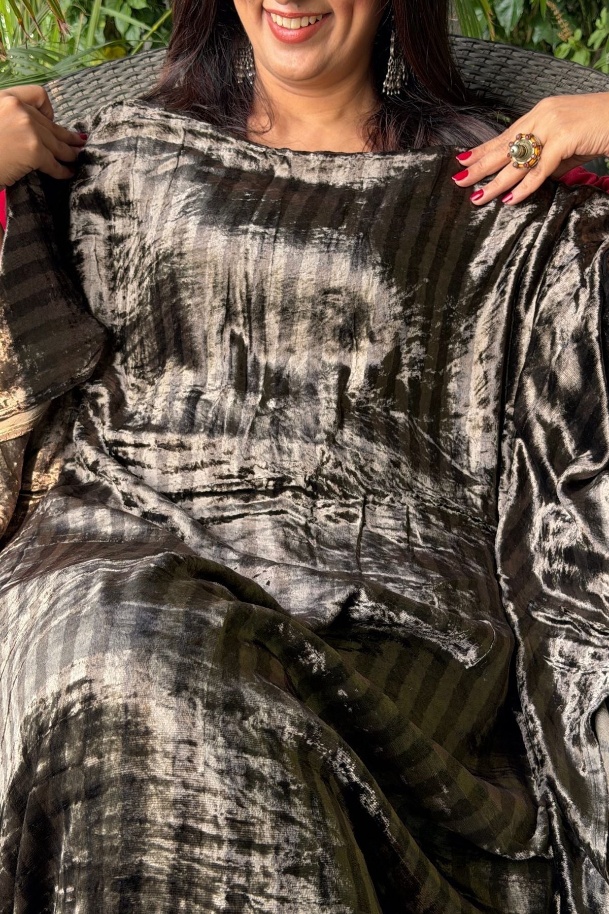 Handblocked Ajrakh kurta fabric only!!