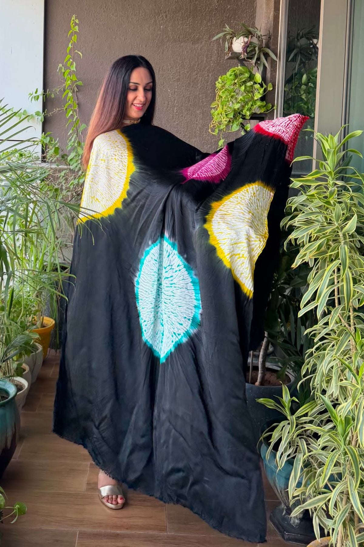 Hand Shibori on pure modal Satin-Kurta and dupatta set!!