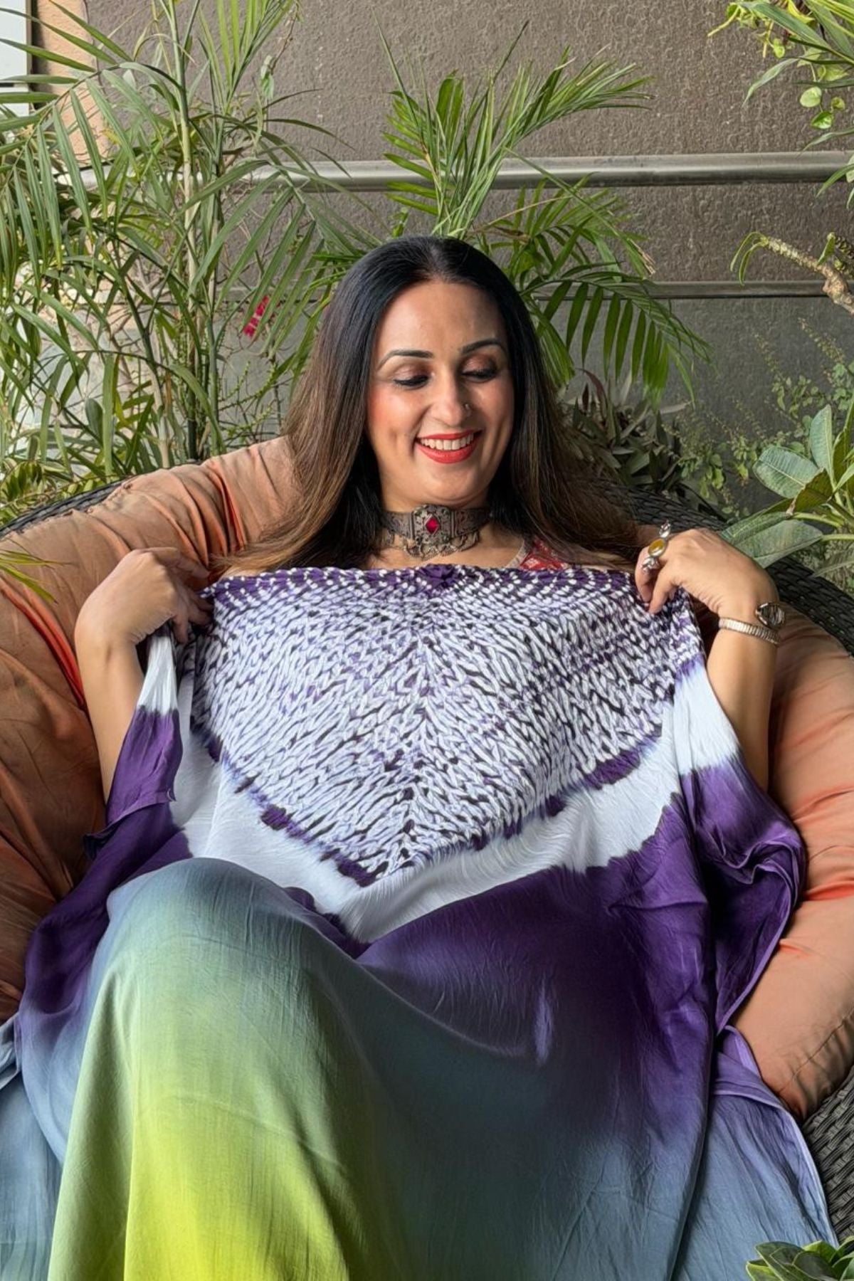 Handblocked Shibori shaded kurta on pure Modal