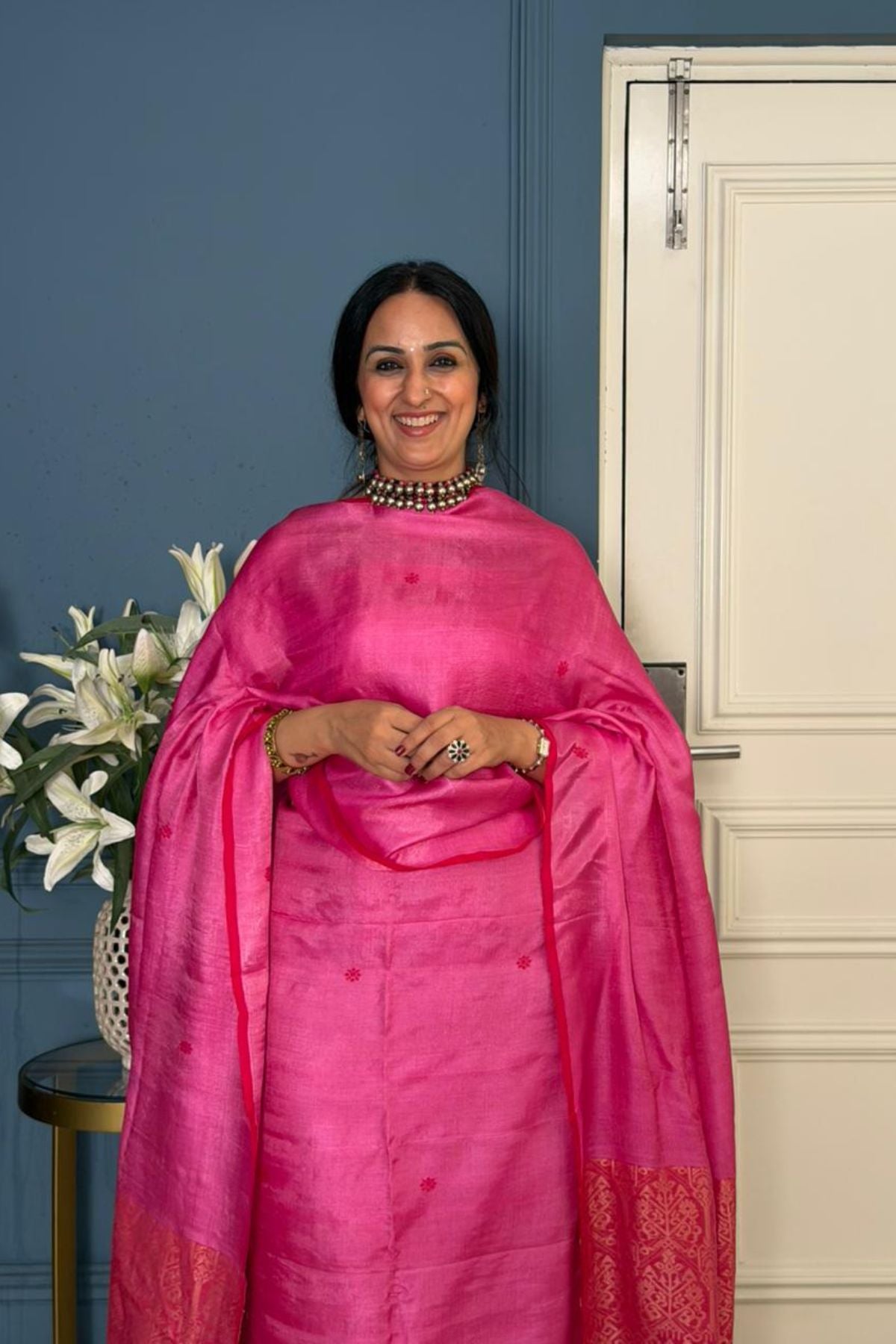 Tangail weave on Pure Tussar Silk -Kurta Dupatta set