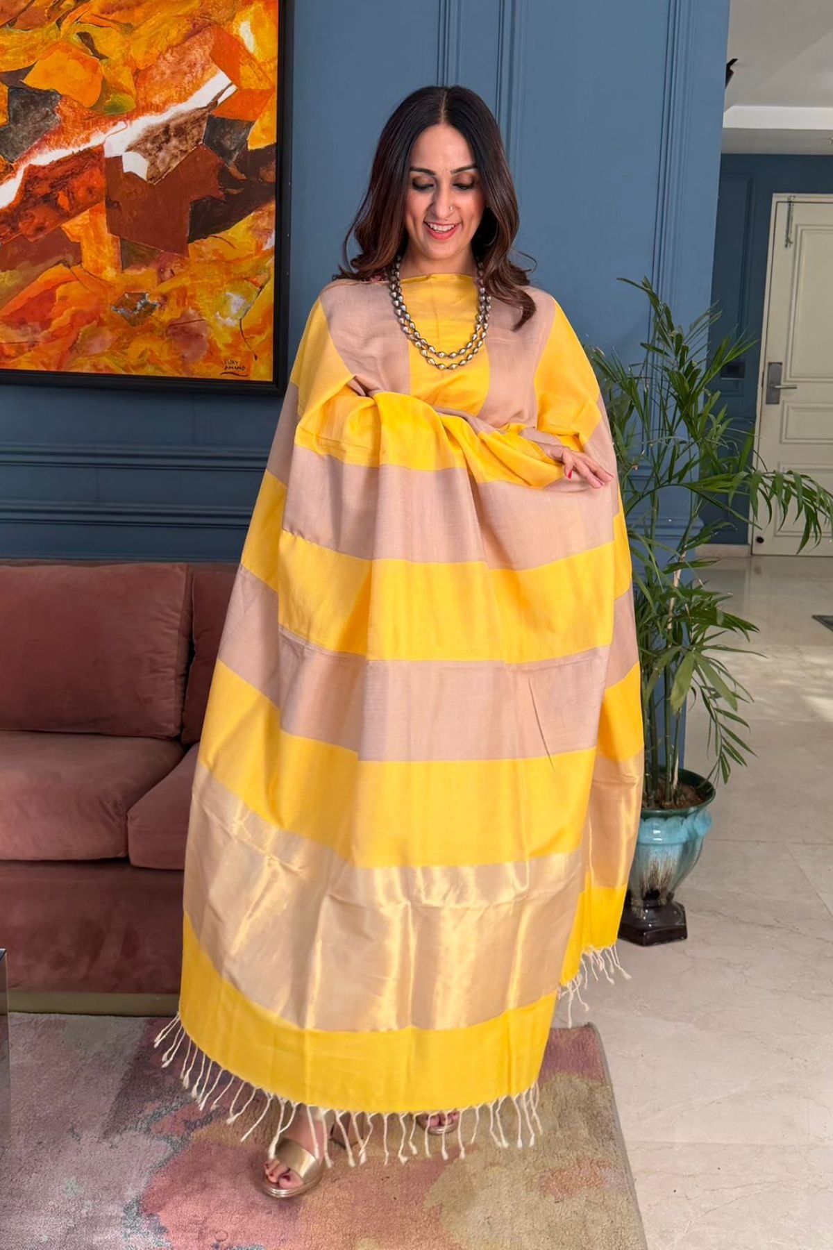Maheshwari weave cotton silk kurta dupatta set