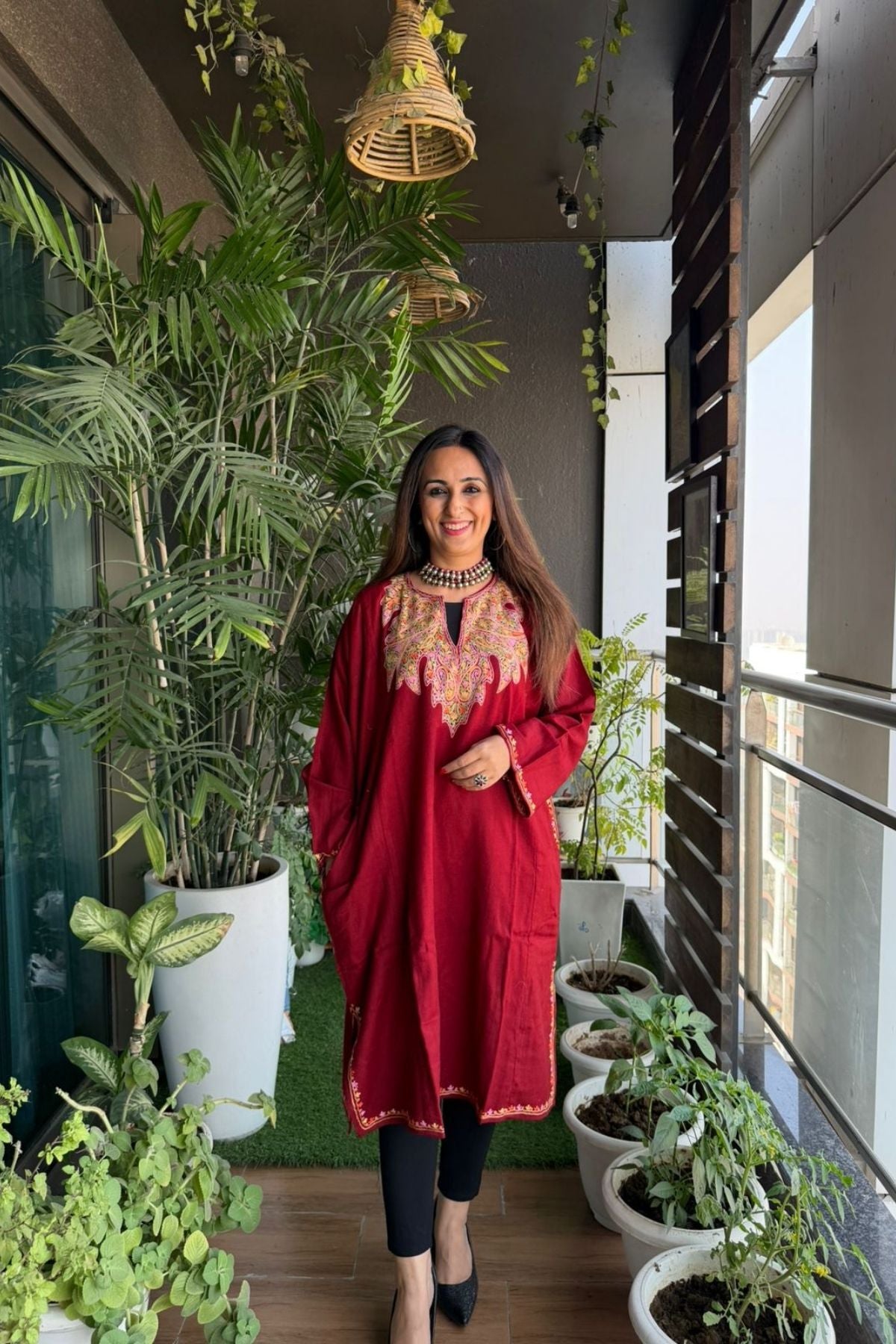 Woollen Kashmiri Phiran with Aari work