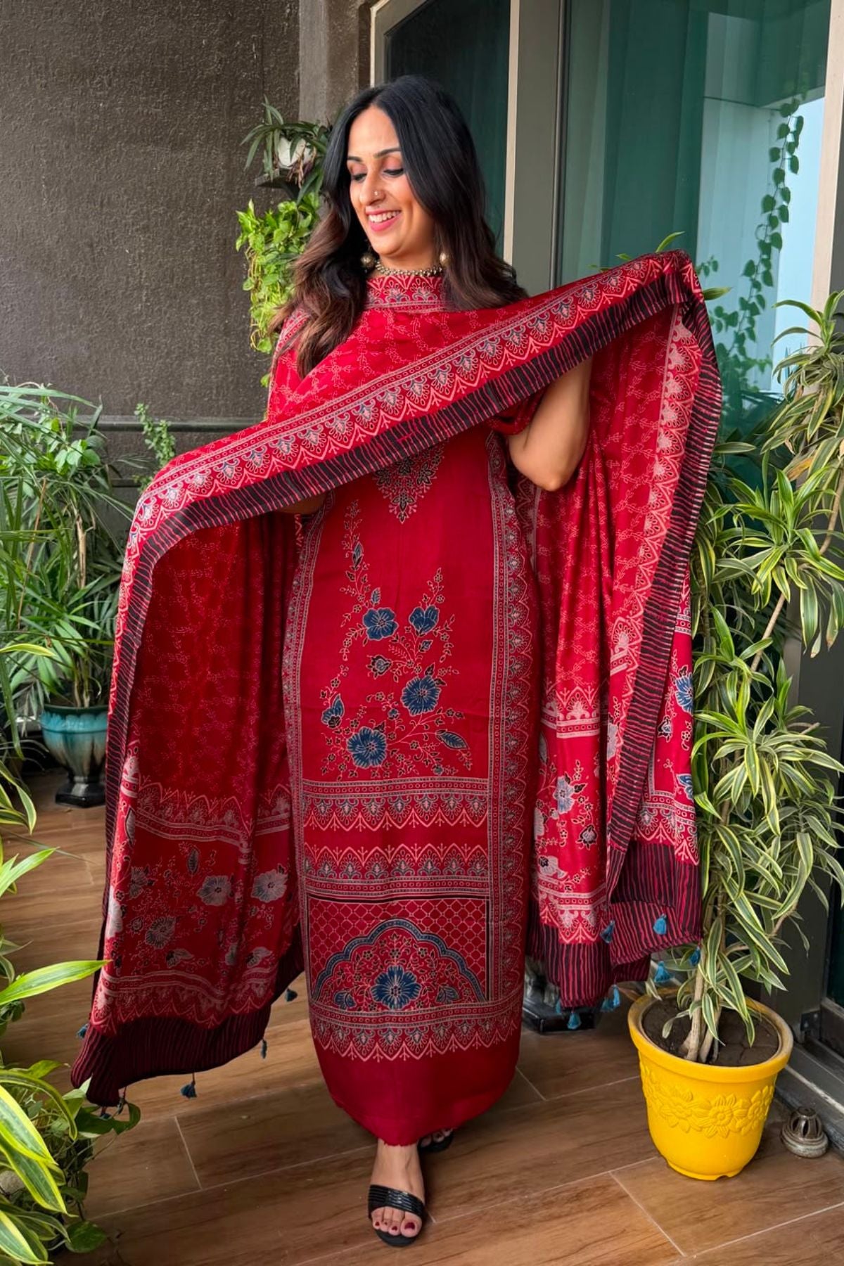 Ajrakh Modal Kurta Dupatta Set