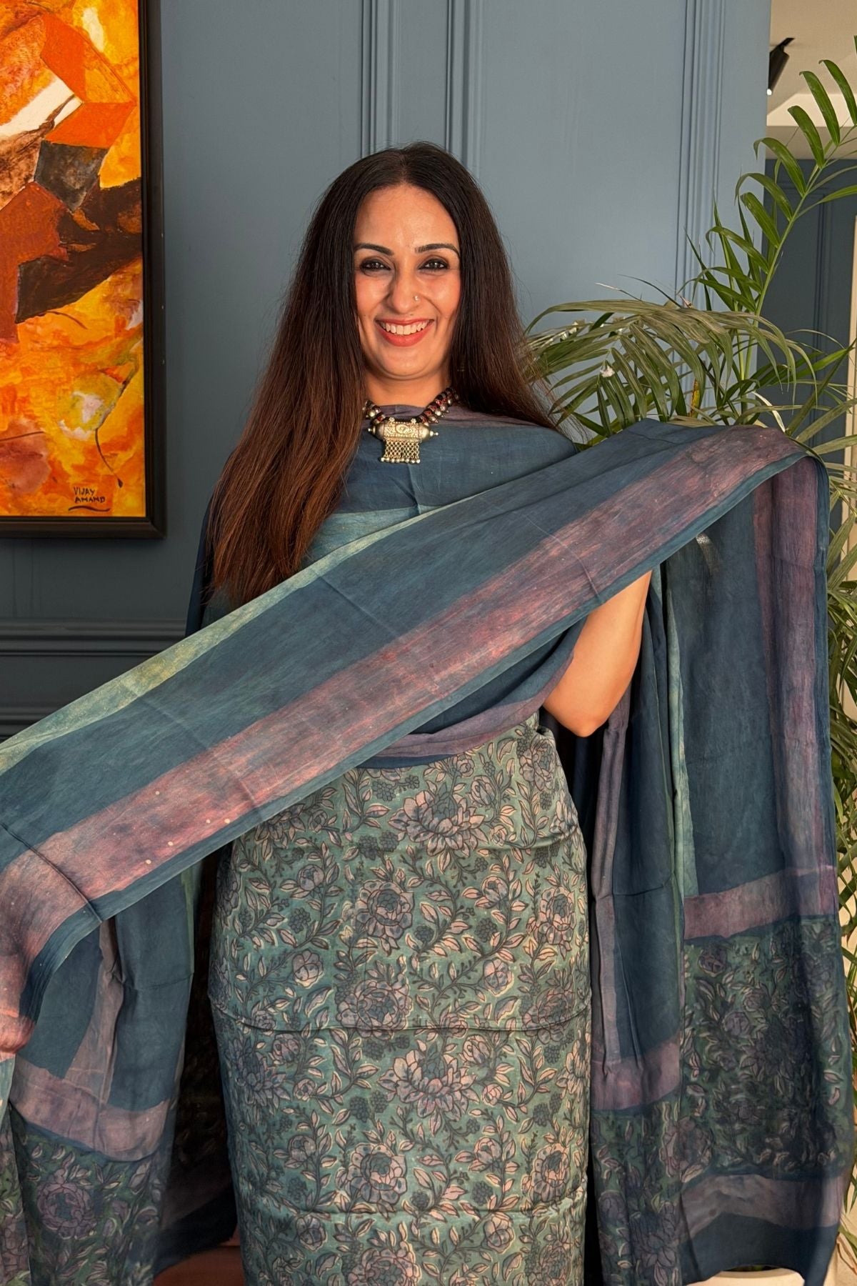 Pomegranate peel Handblock on Premium Modal fabric!!