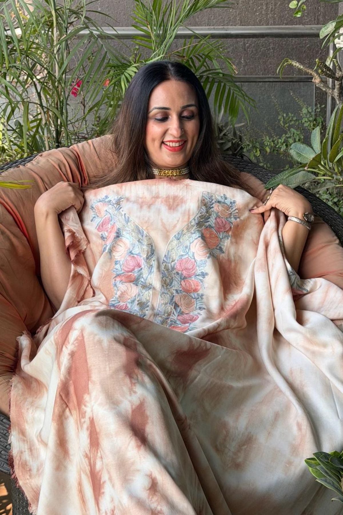 Pure muslin kurta fabric with Kashmiri work