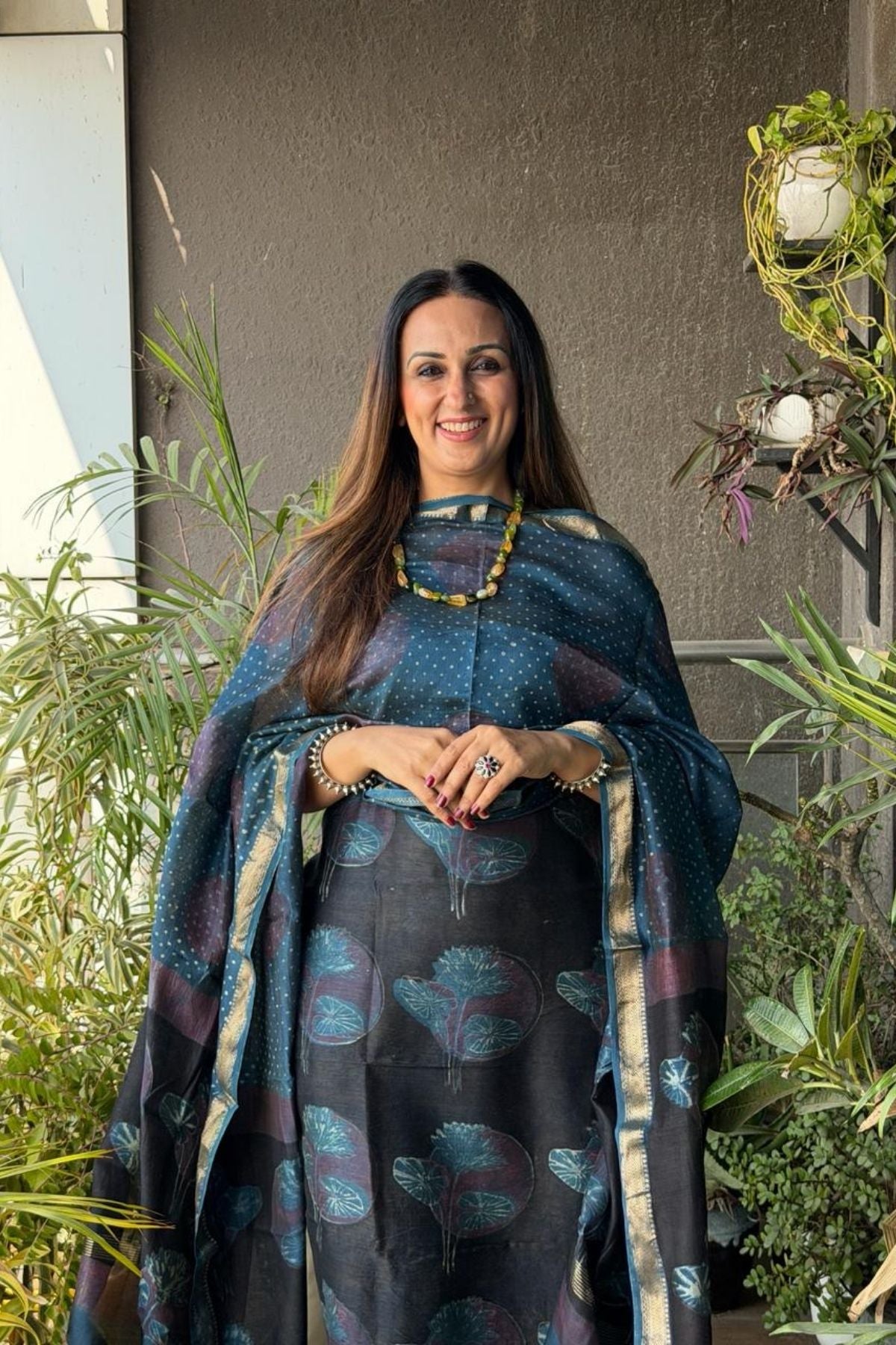 Handblocked with Pomegranate peel kurta dupatta sets in Maheshwari!!