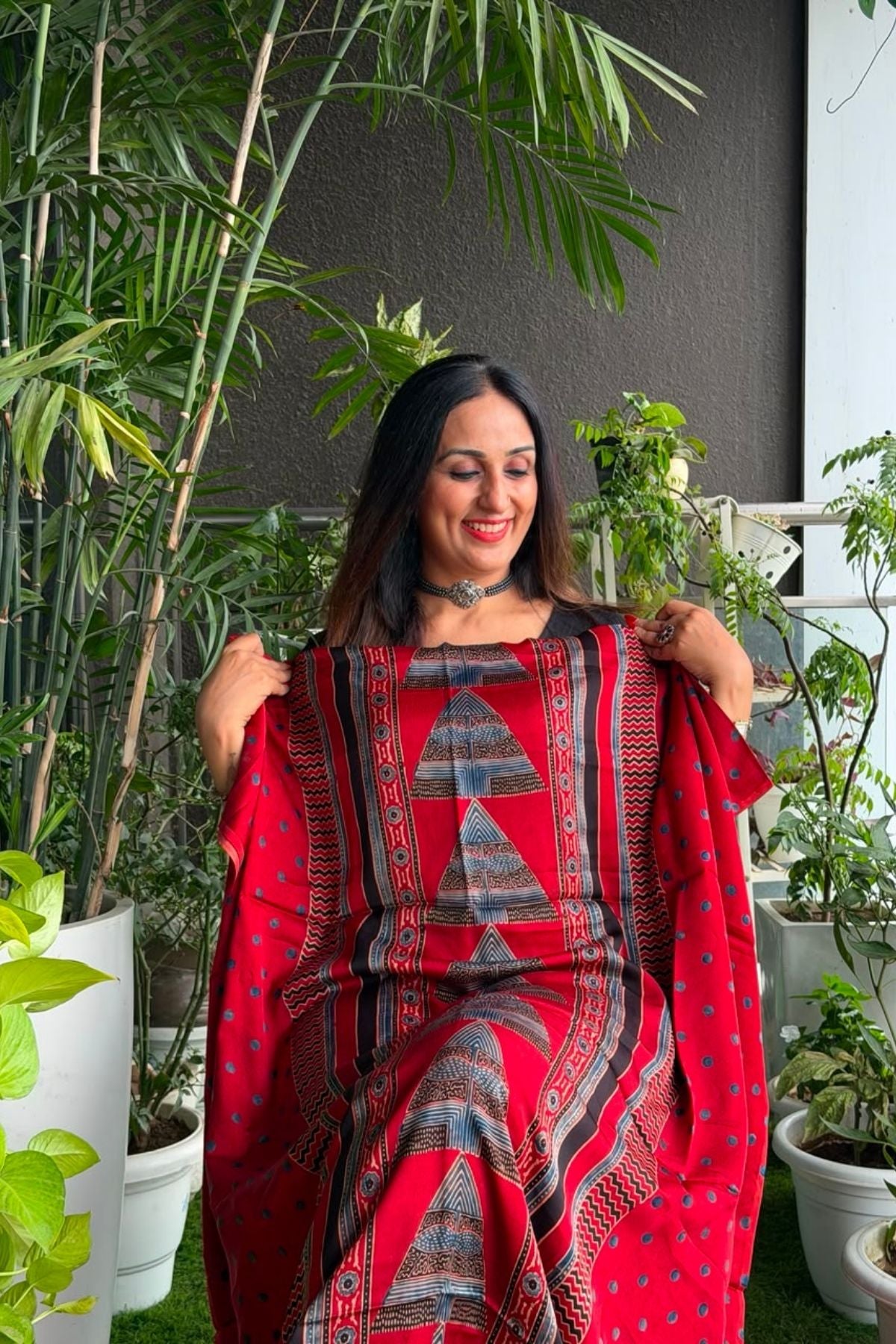 Ajrakh kurta fabric on pure modal !!
