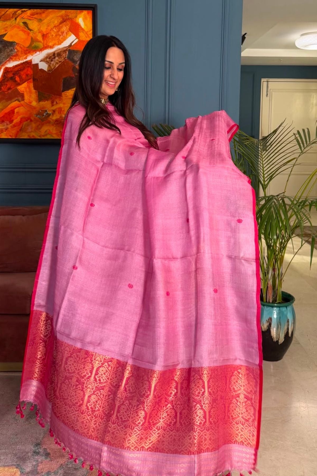 Tangail weave on Pure Tussar Silk -Kurta Dupatta set