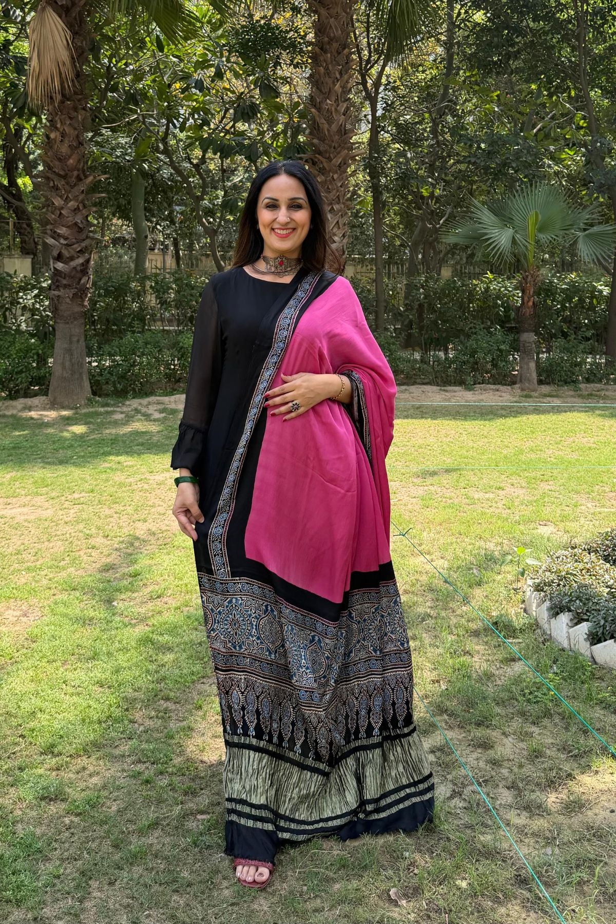 Ajrakh Dupatta on pure Modal with lagdi patta!!