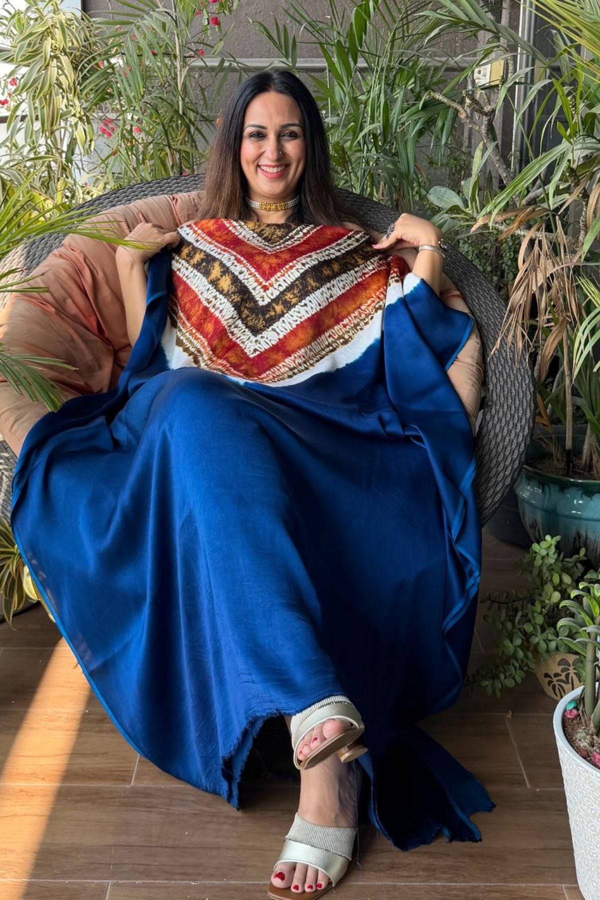 Handblocked Shibori-marble dyed kurta on pure Modal