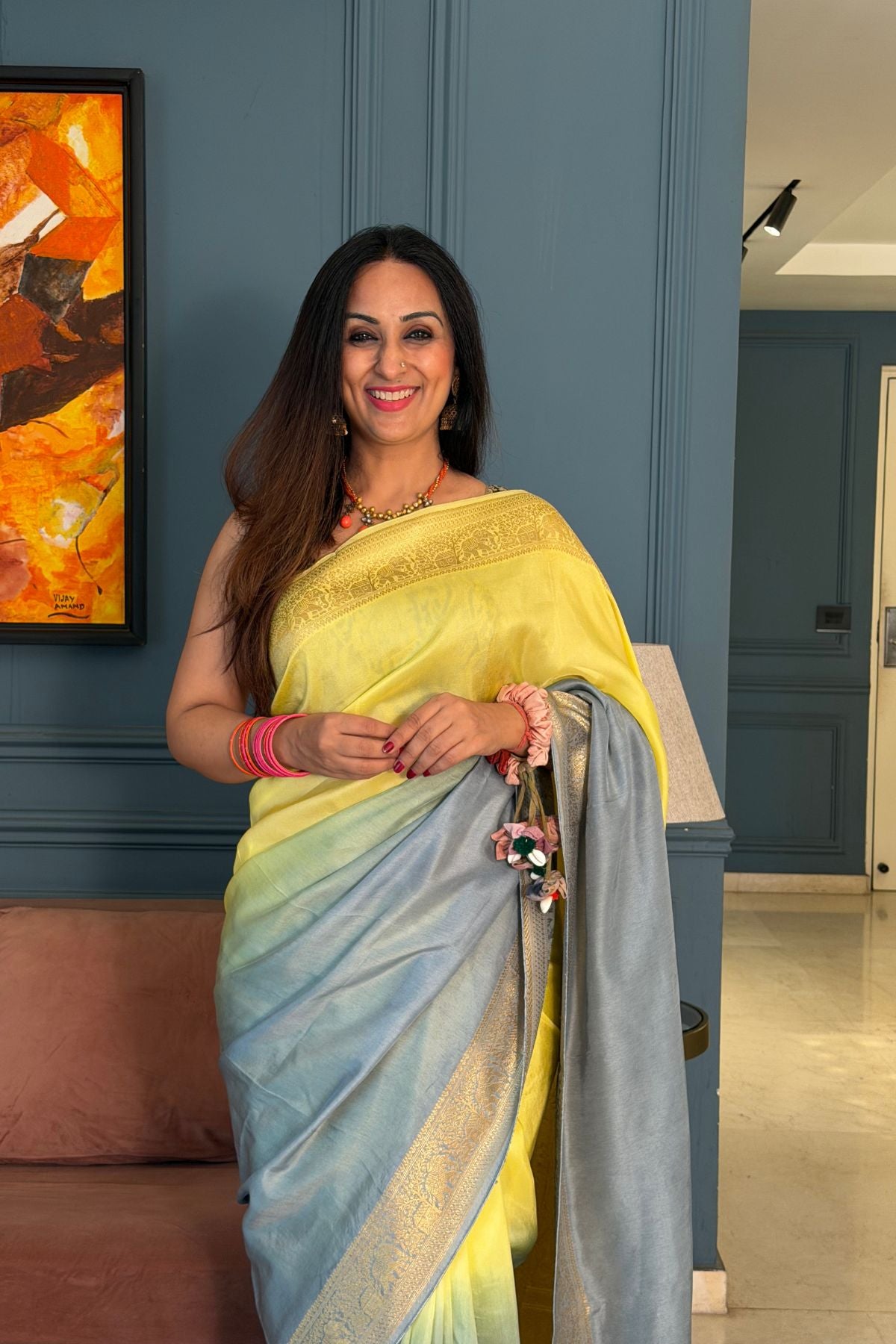Ombré Dola silk saree with zari weave!!