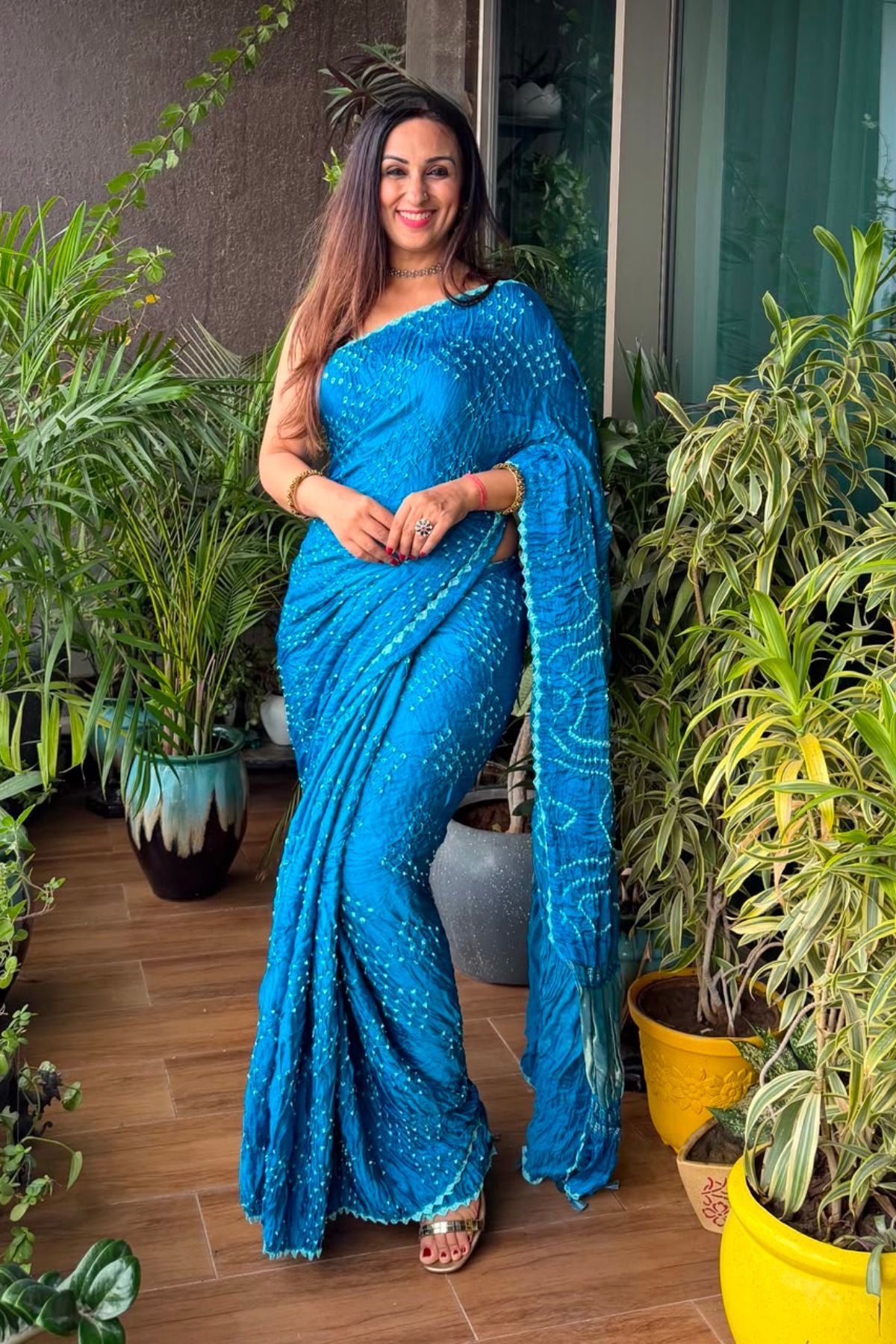 Handcrafted bandhani saree on pure modal!!!