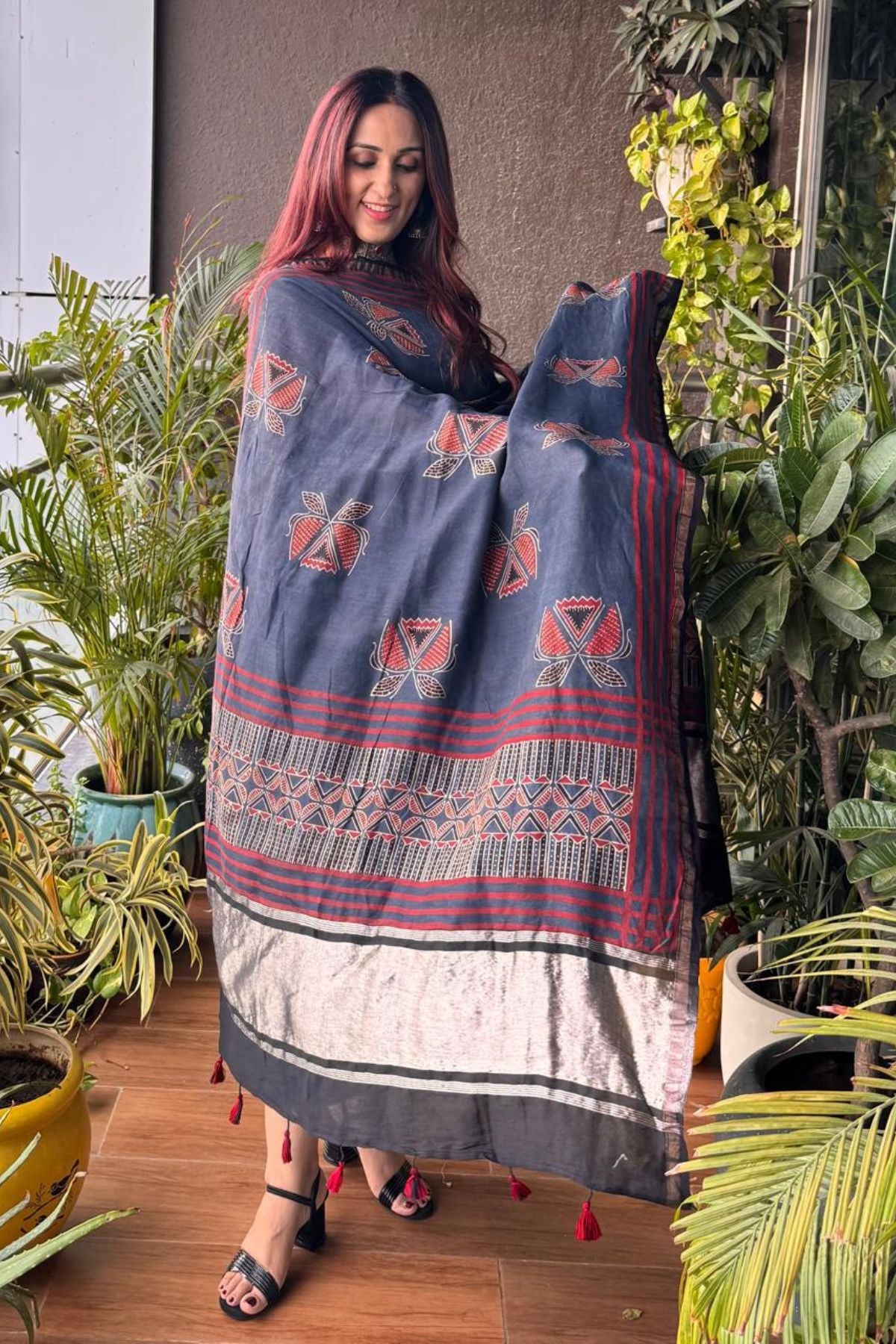 Ajrakh Pure Chanderi Silk Kurta Dupatta Sets with Lagdi patta