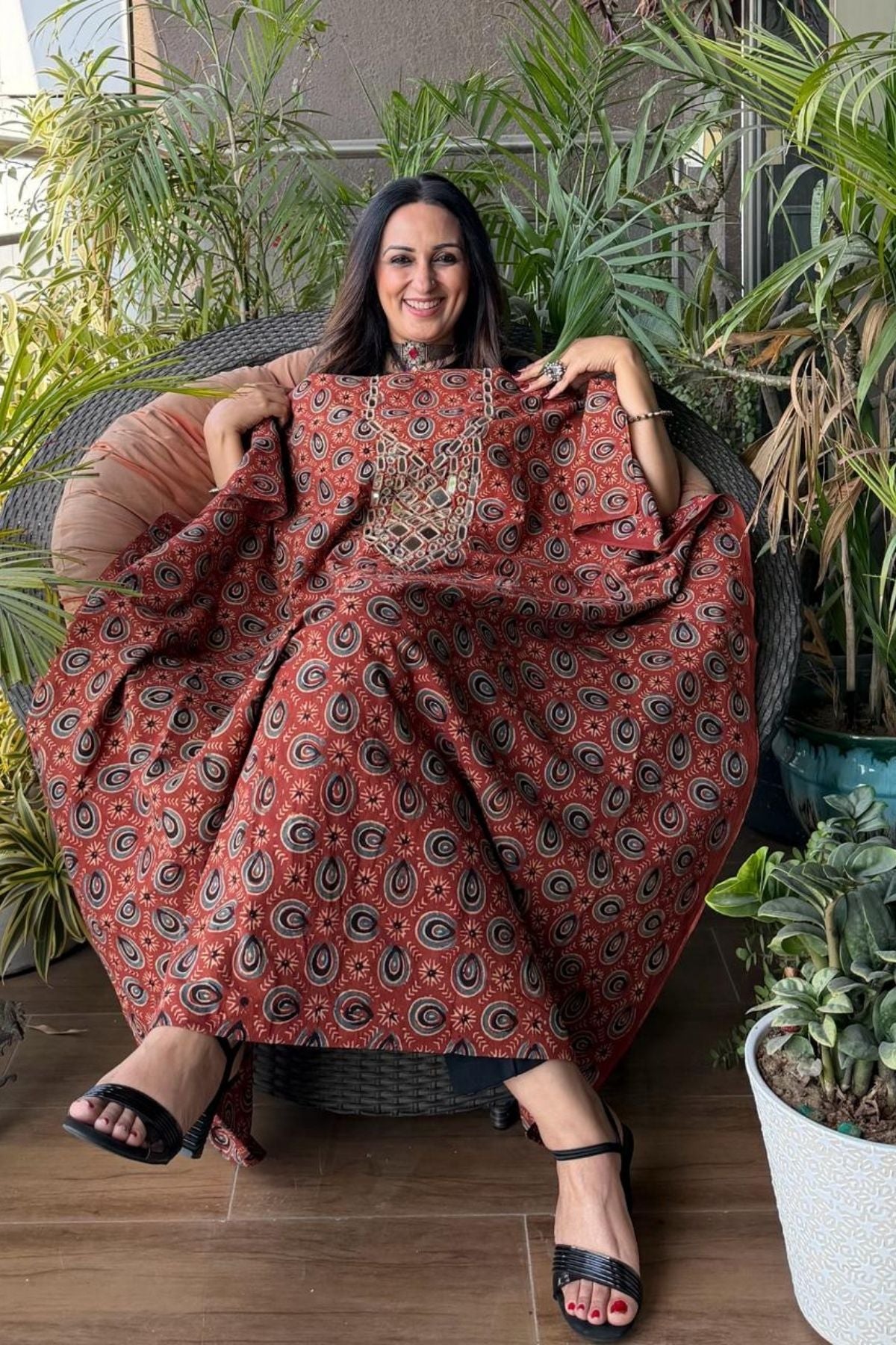 Pure Cotton Kutch mirror hand work kurta fabrics!!