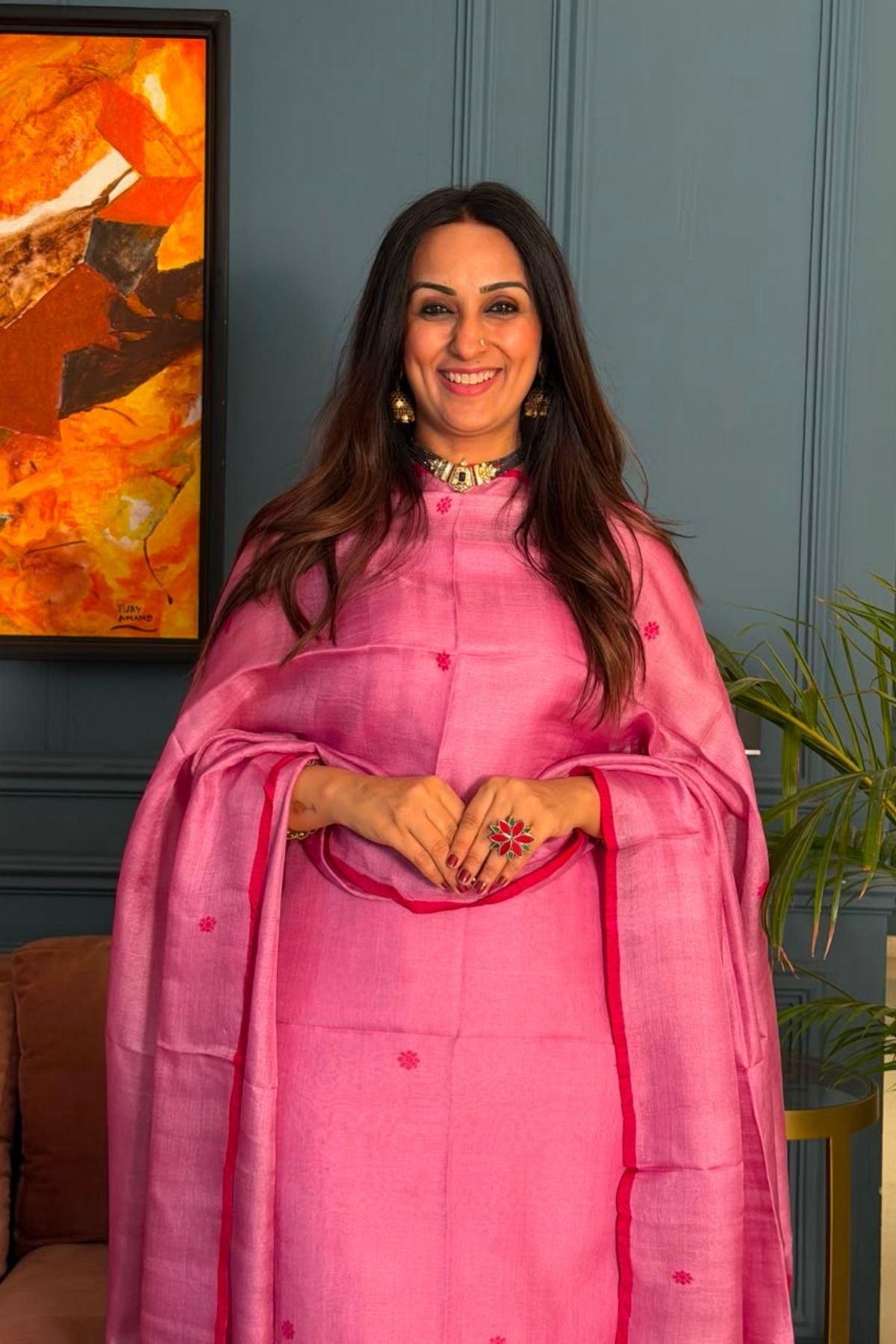 Tangail weave on Pure Tussar Silk -Kurta Dupatta set