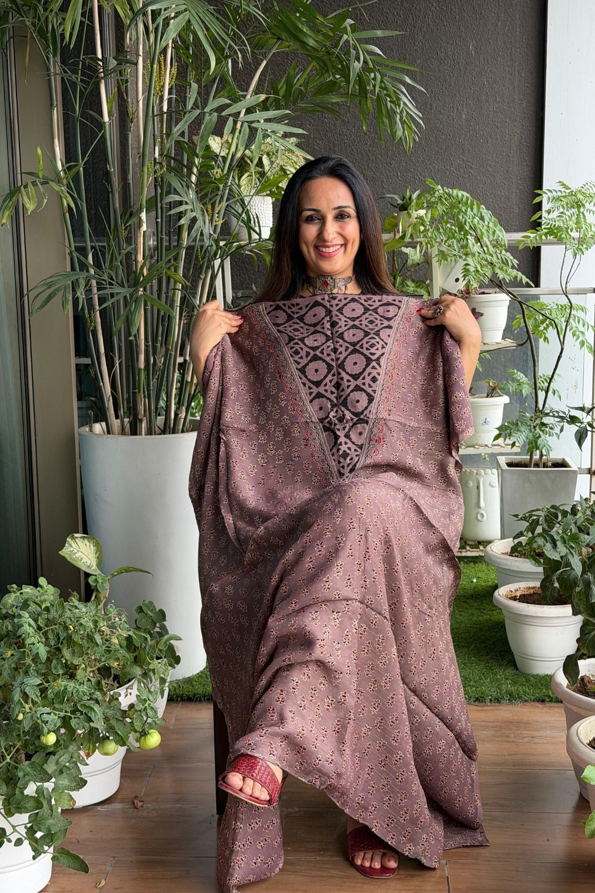 Ajrakh kurta fabric on pure modal !!