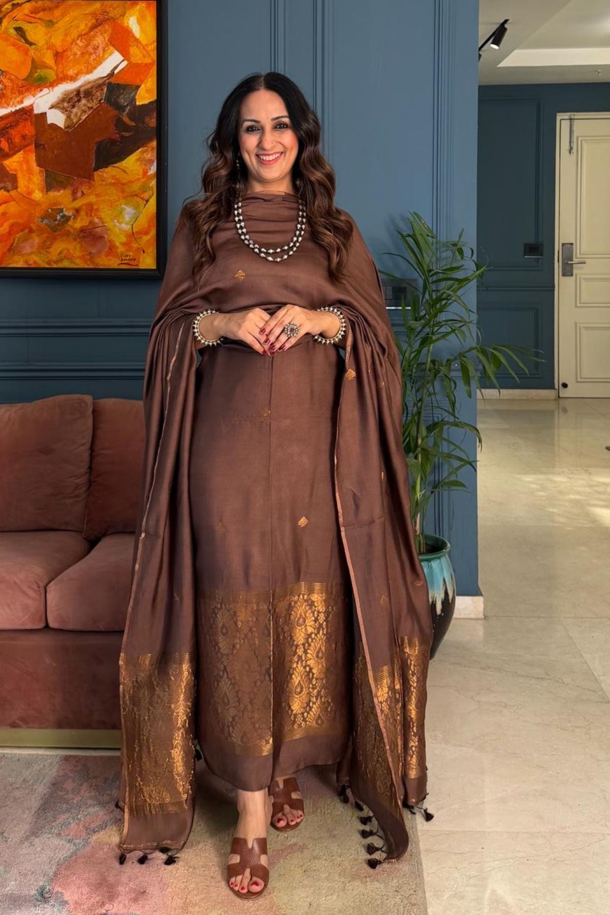 Premium Bangalore cotton with Banarasi weave kurta dupatta sets