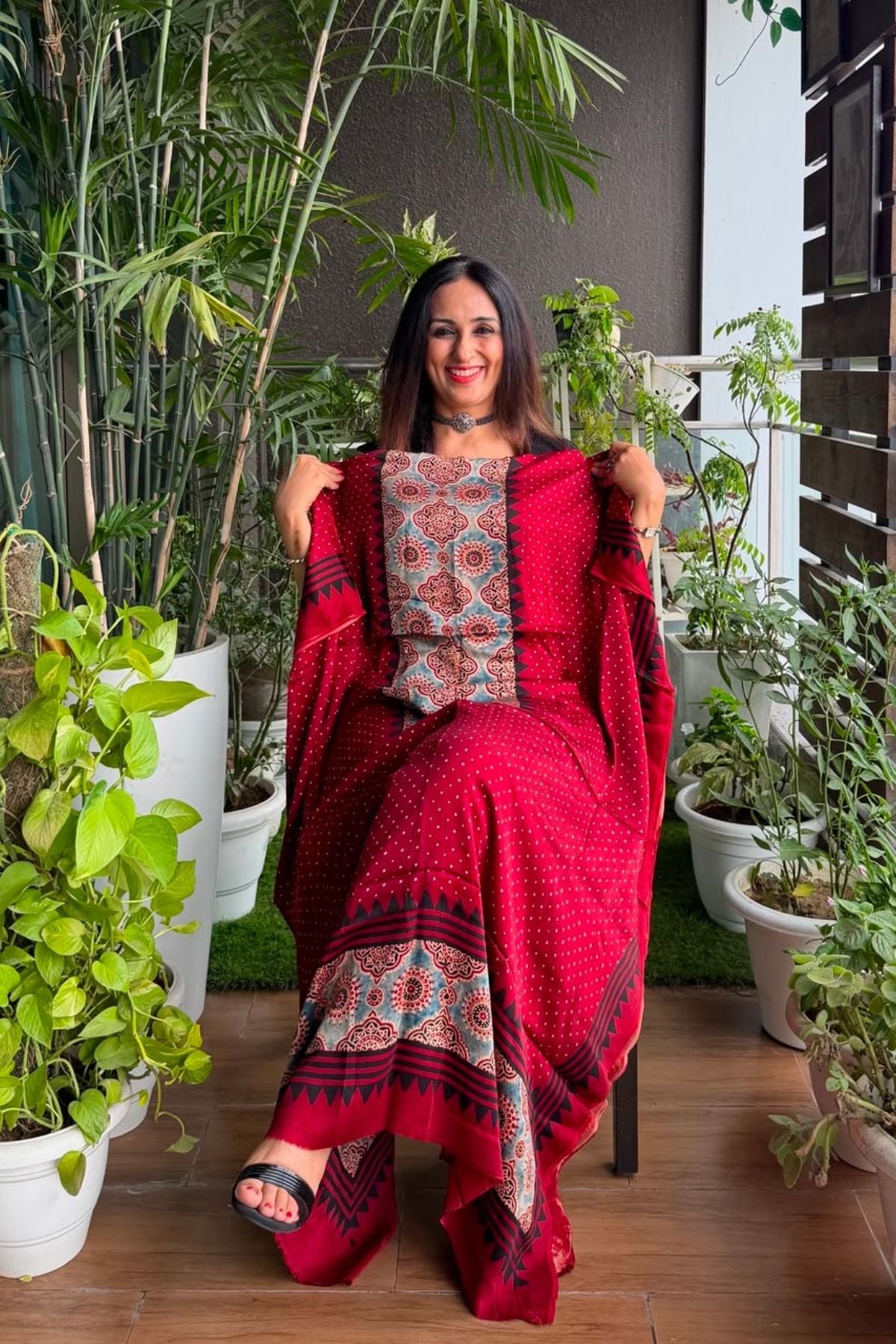 Ajrakh kurta fabric on pure modal !!