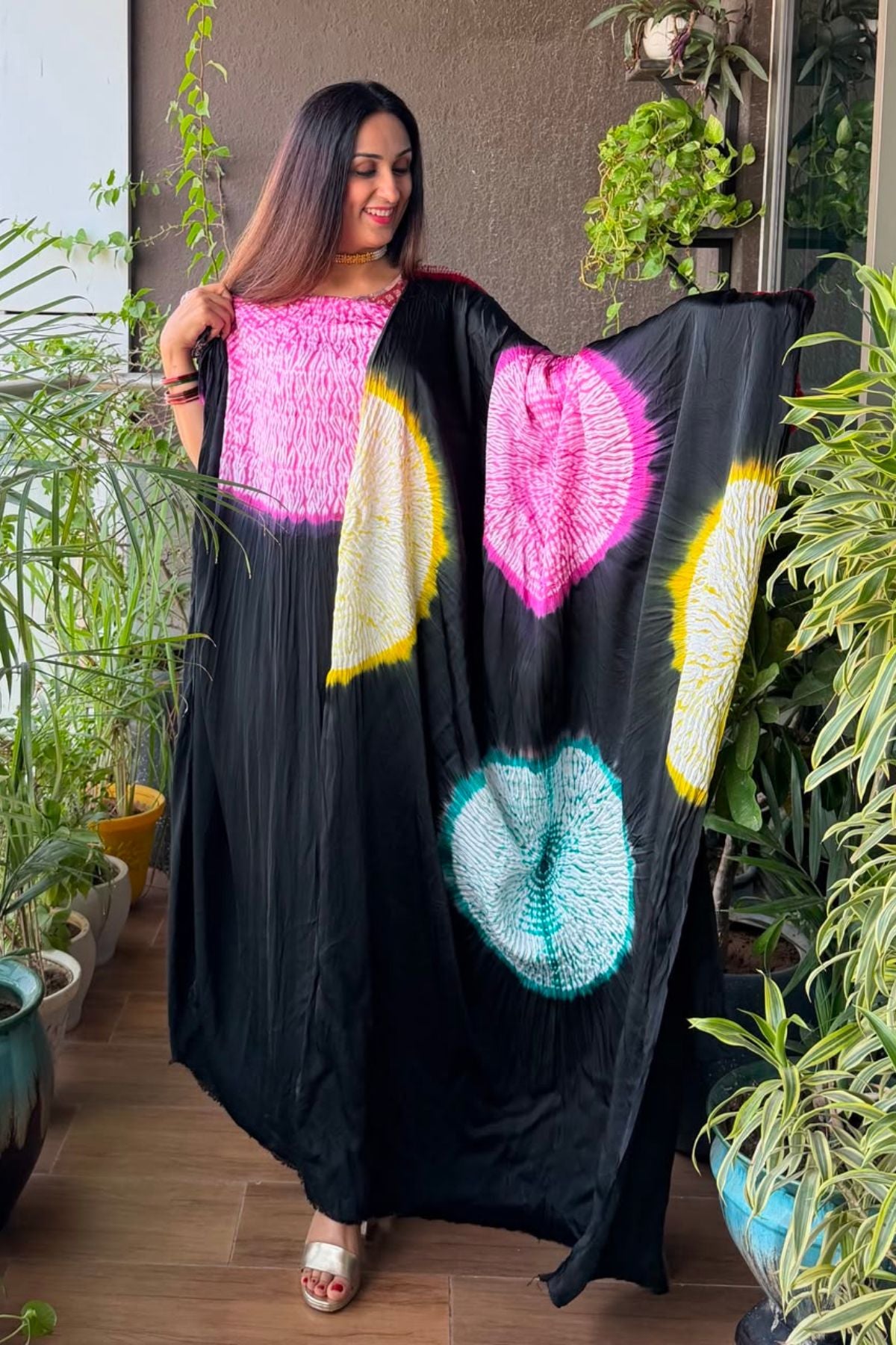Hand Shibori on pure modal Satin-Kurta and dupatta set!!