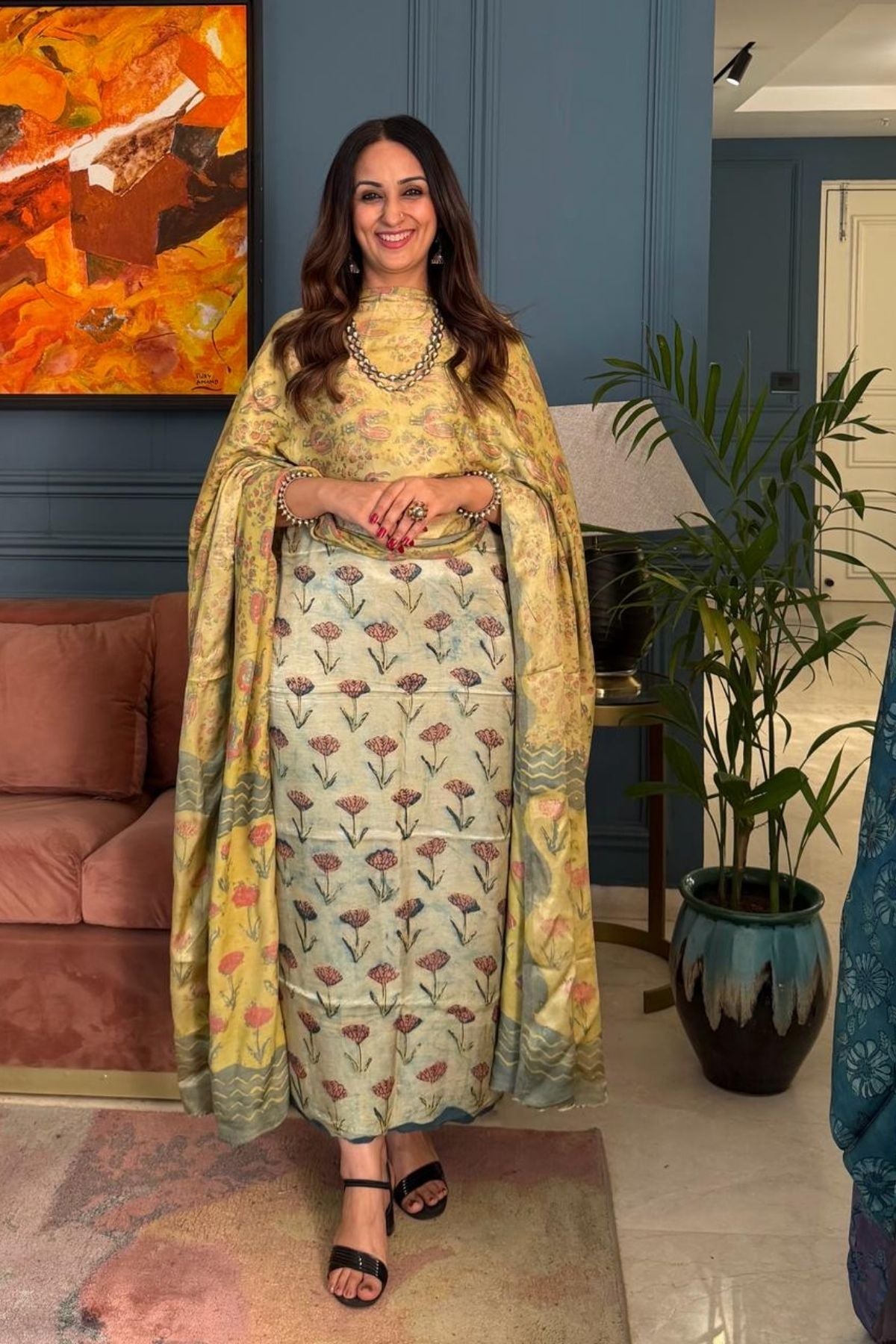 Pomegranate peel Handblock on Premium Modal fabric!!