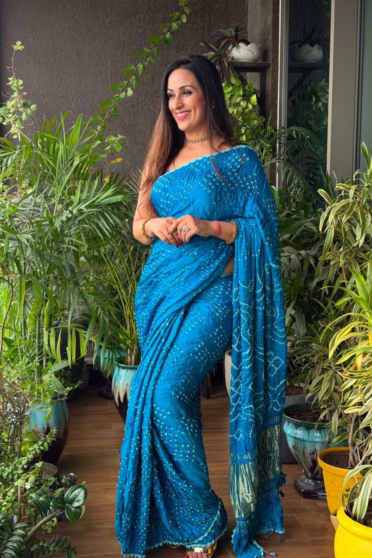 Handcrafted bandhani saree on pure modal!!!