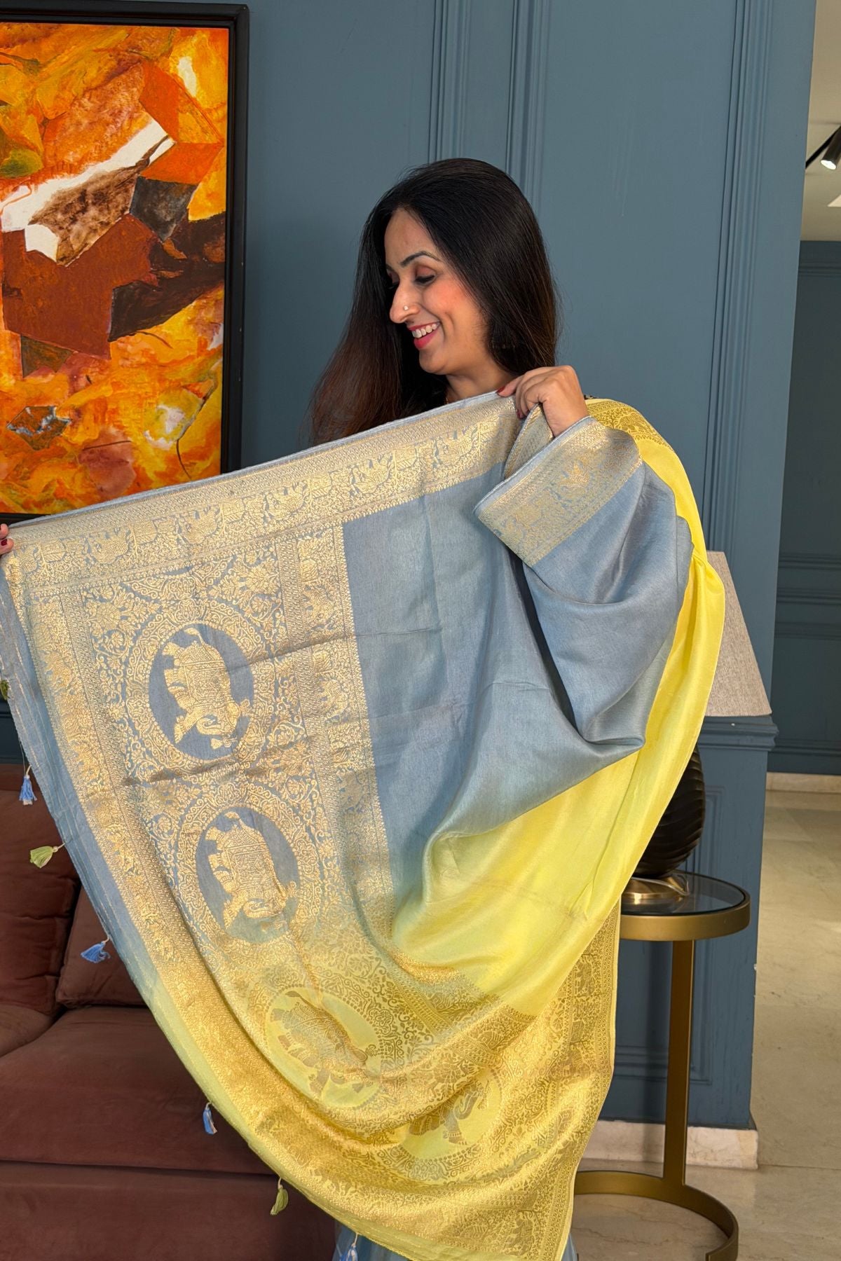Ombré Dola silk saree with zari weave!!