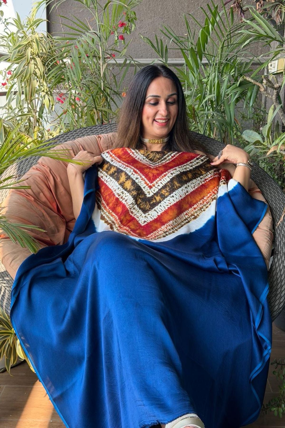 Handblocked Shibori-marble dyed kurta on pure Modal