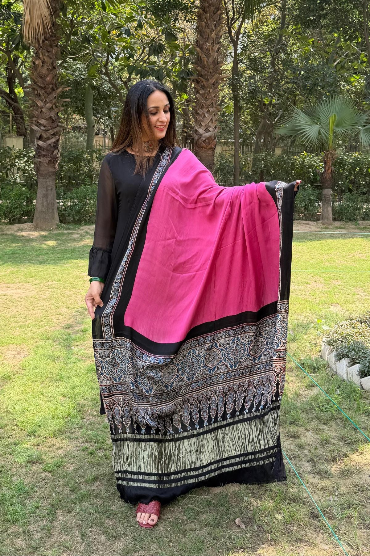 Ajrakh Dupatta on pure Modal with lagdi patta!!