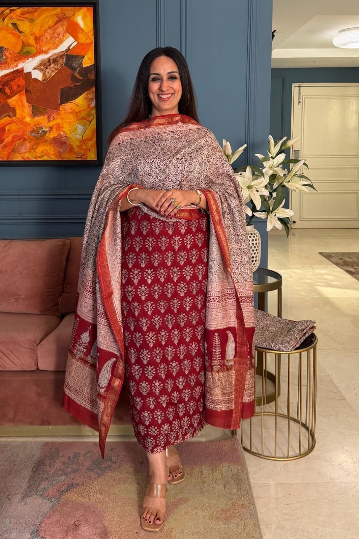 Handblocked Bagh full sets on pure Maheshwari!!